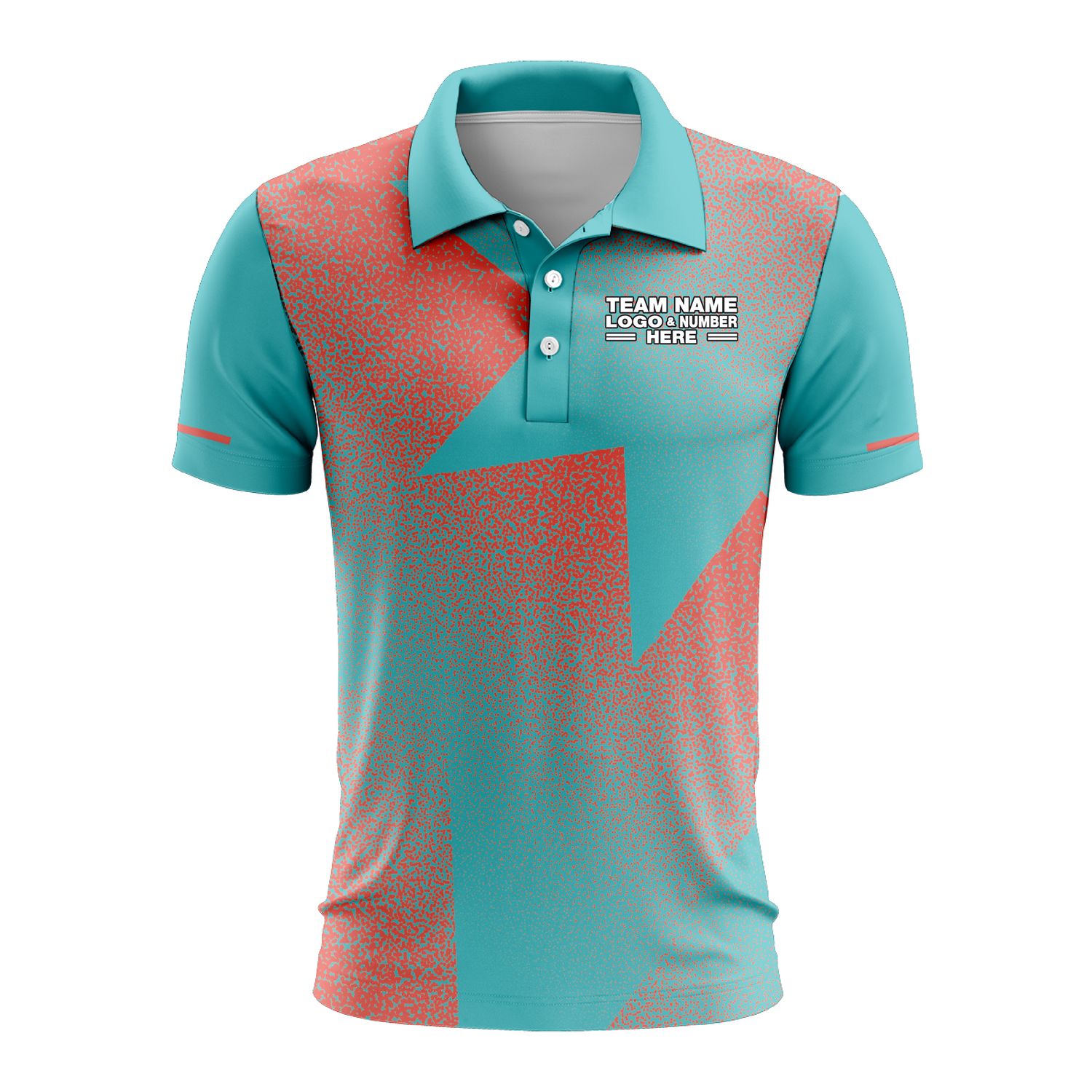 Custom Fully Sublimated Star Pattern Teal Pink Performance Polo Shirt 9573