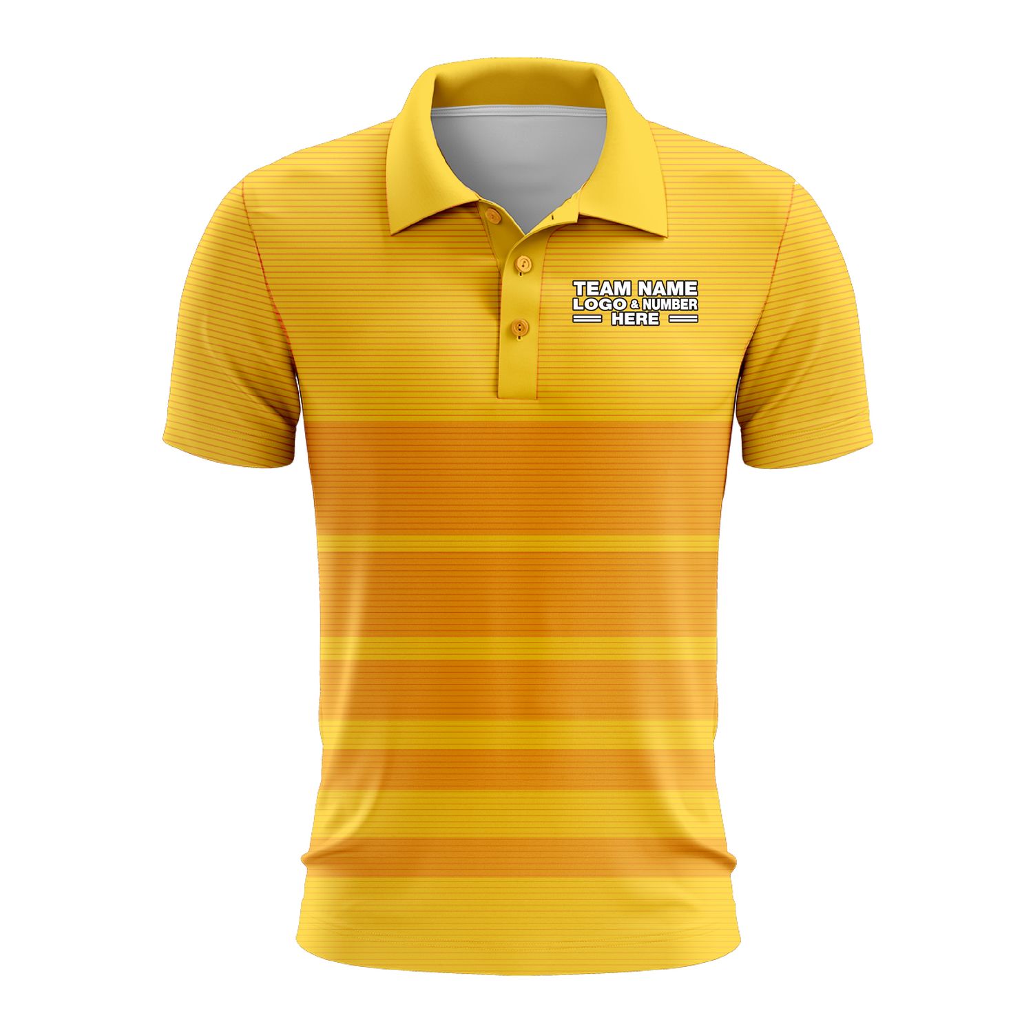 Custom Fully Sublimated Horizontal Stripes Pattern Yellow Performance Polo Shirt 9645