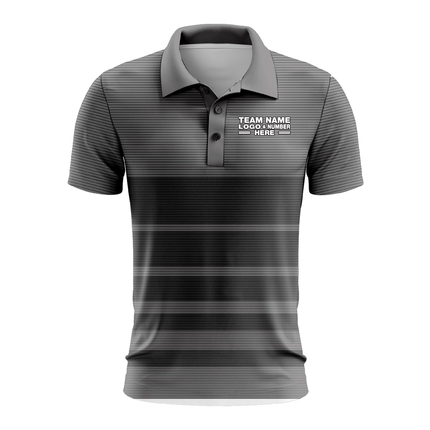 Custom Fully Sublimated Horizontal Stripes Pattern Dark Performance Polo Shirt 9654