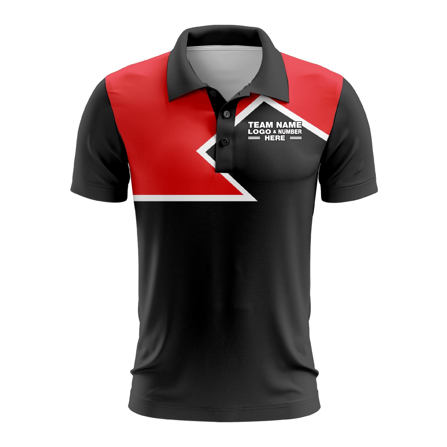 Custom Fully Sublimated Puzzle Pattern Red Black Performance Polo Shirt 9661