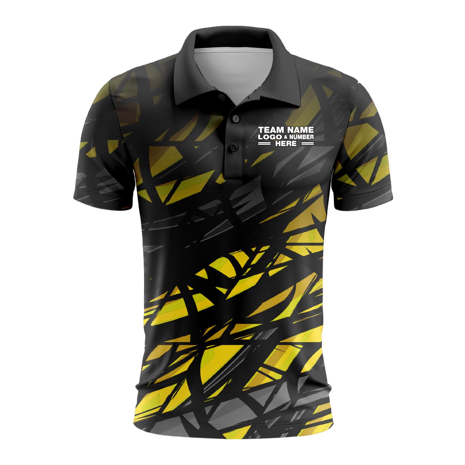Custom Fully Sublimated Swarm Pattern Black Yellow Performance Polo Shirt 9668