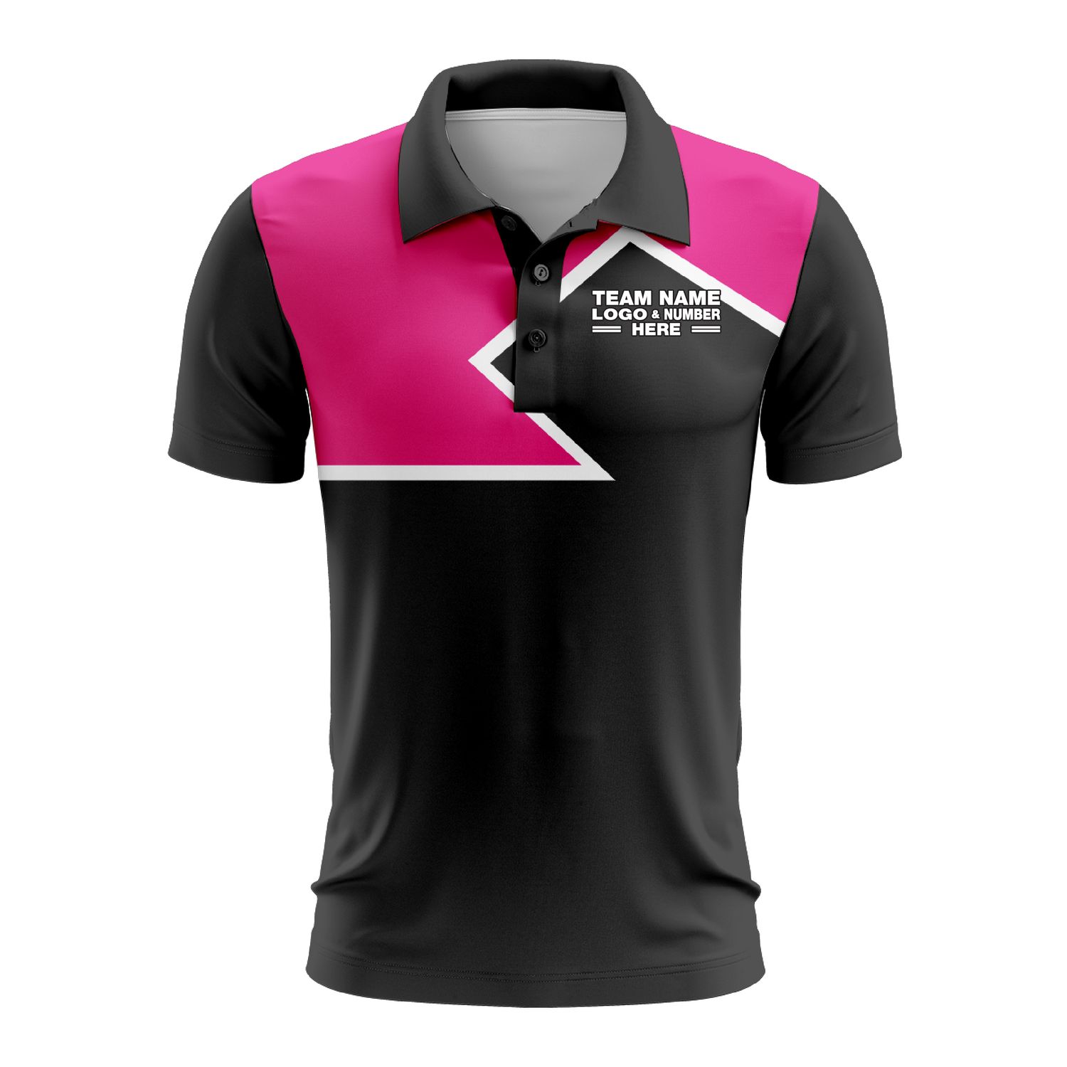 Custom Fully Sublimated Puzzle Pattern Pink Black Performance Polo Shirt 9677
