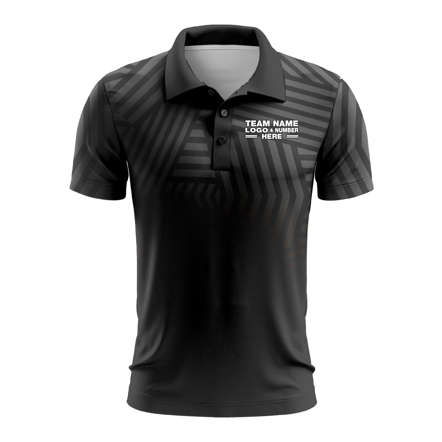 Custom Fully Sublimated Intersecting Pattern Black Performance Polo Shirt 9698