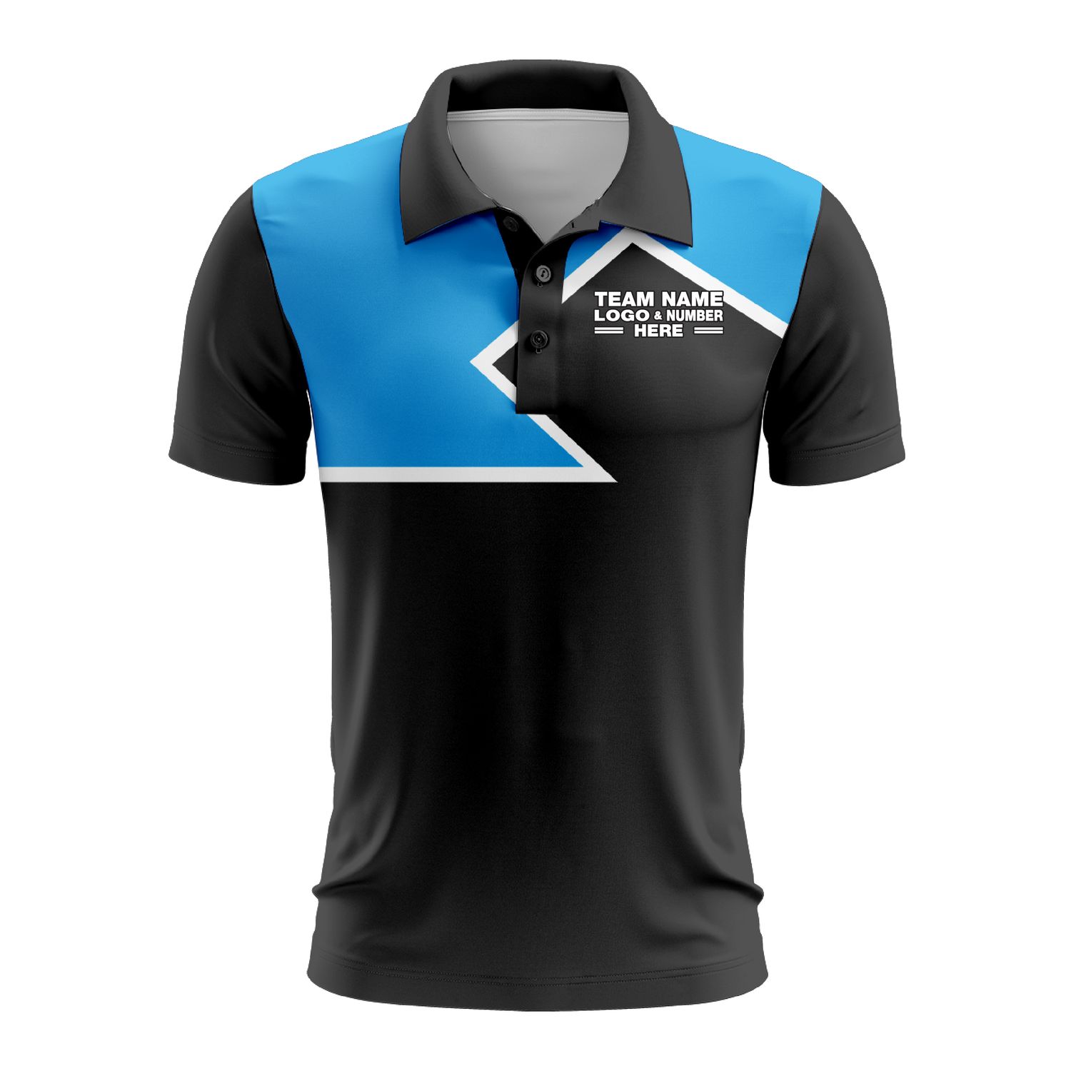 Custom Fully Sublimated Puzzle Pattern SkyBlue Black Performance Polo Shirt 9712