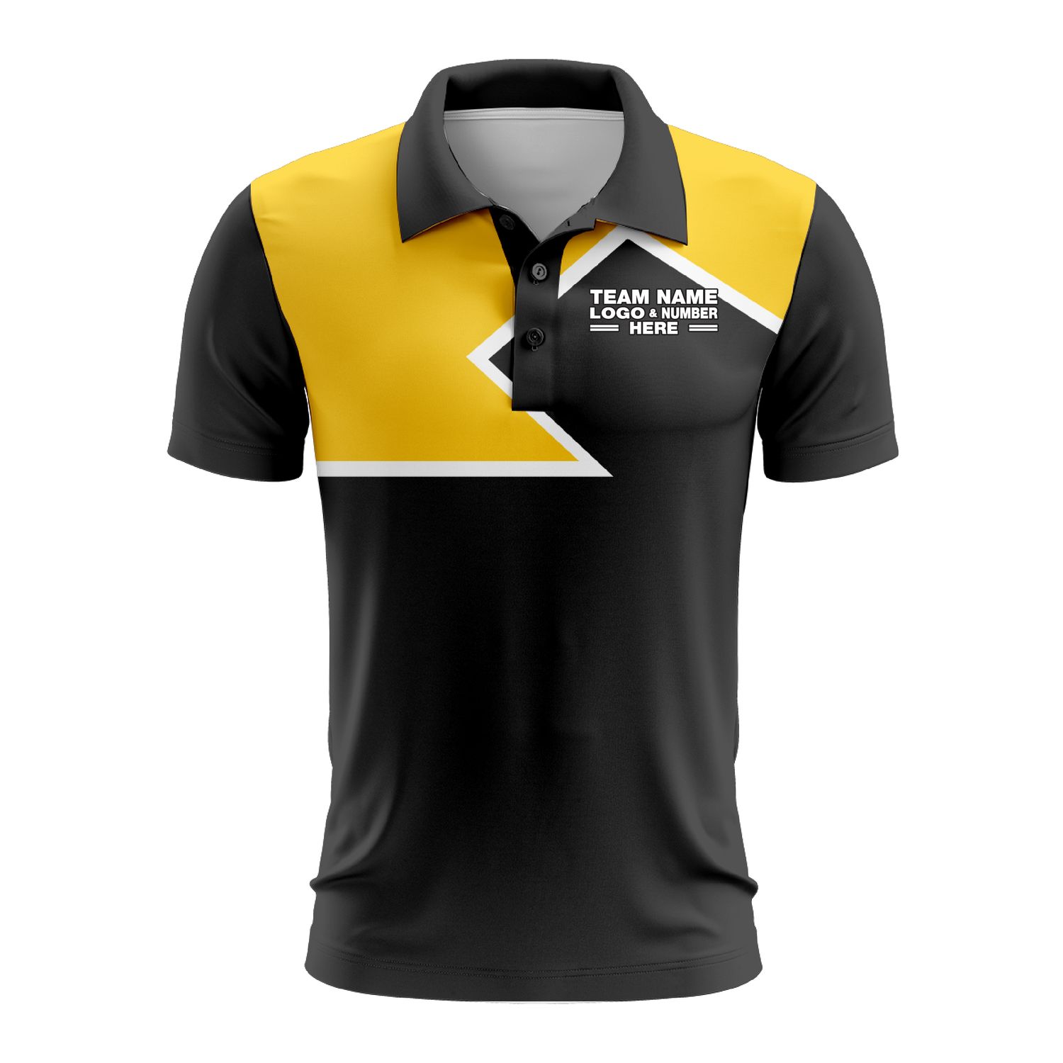 Custom Fully Sublimated Puzzle Pattern Yellow Black Performance Polo Shirt 9740