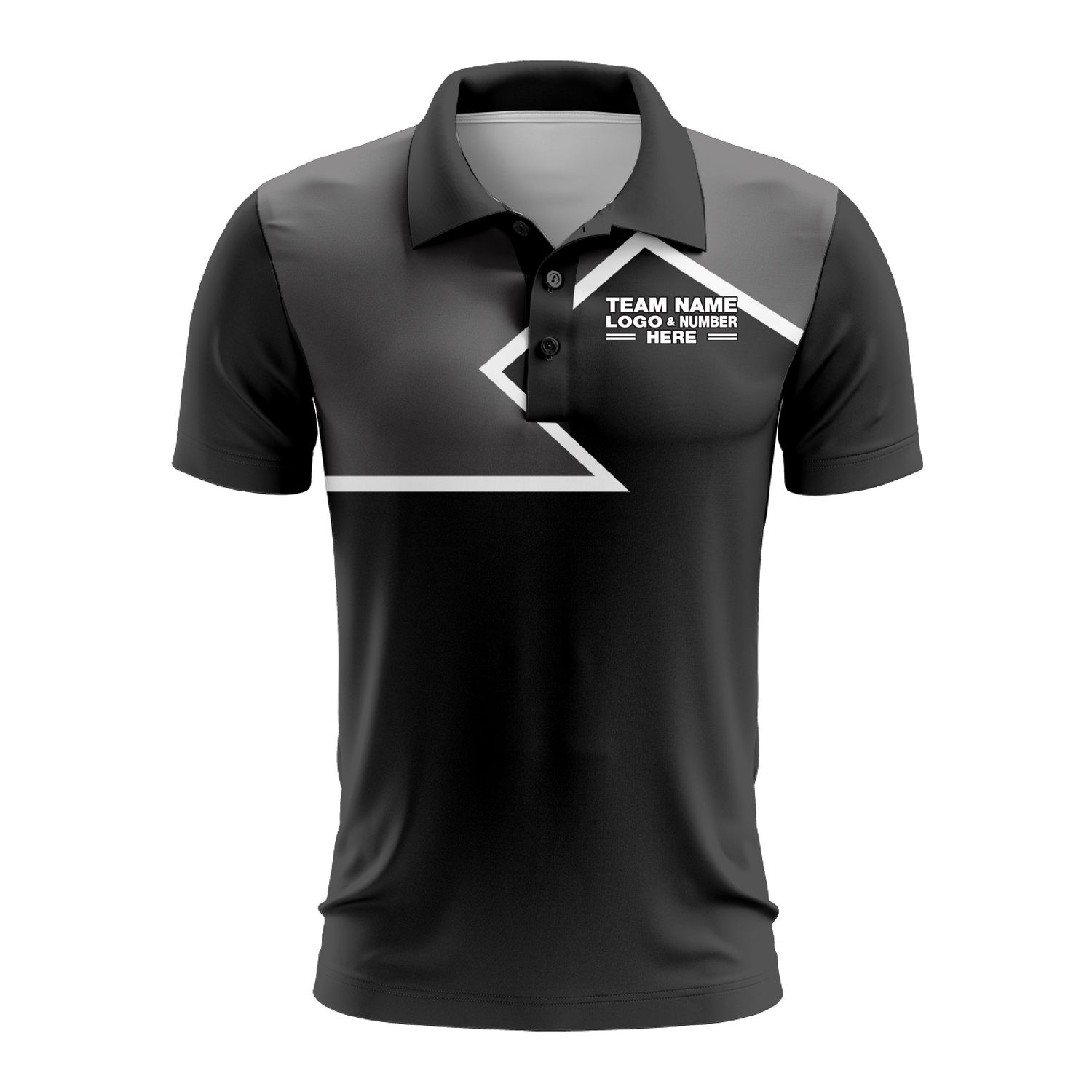 Custom Fully Sublimated Puzzle Pattern Gray Black Performance Polo Shirt 9747