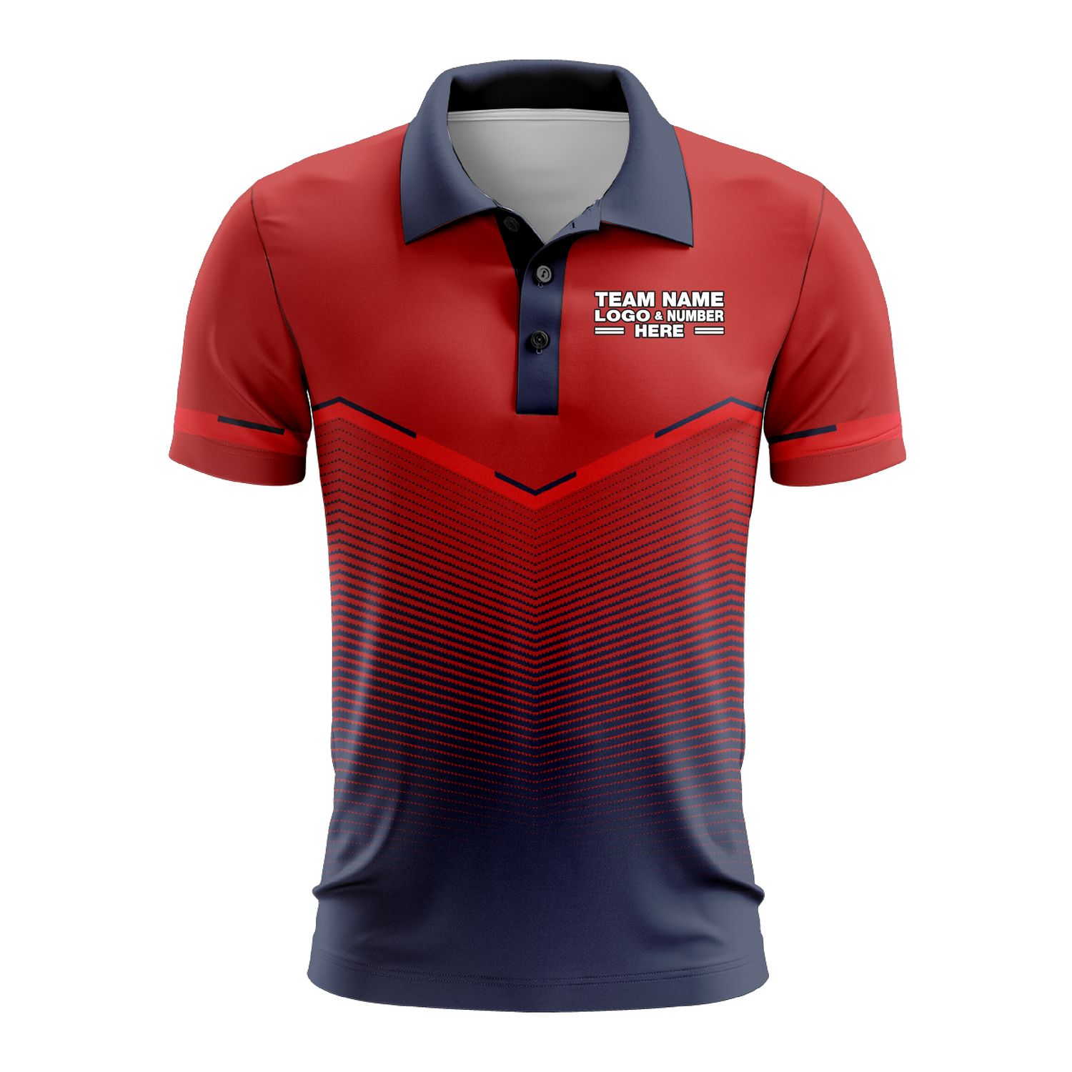 Custom Fully Sublimated Bold  Pattern Red Blue Performance Polo Shirt 9768