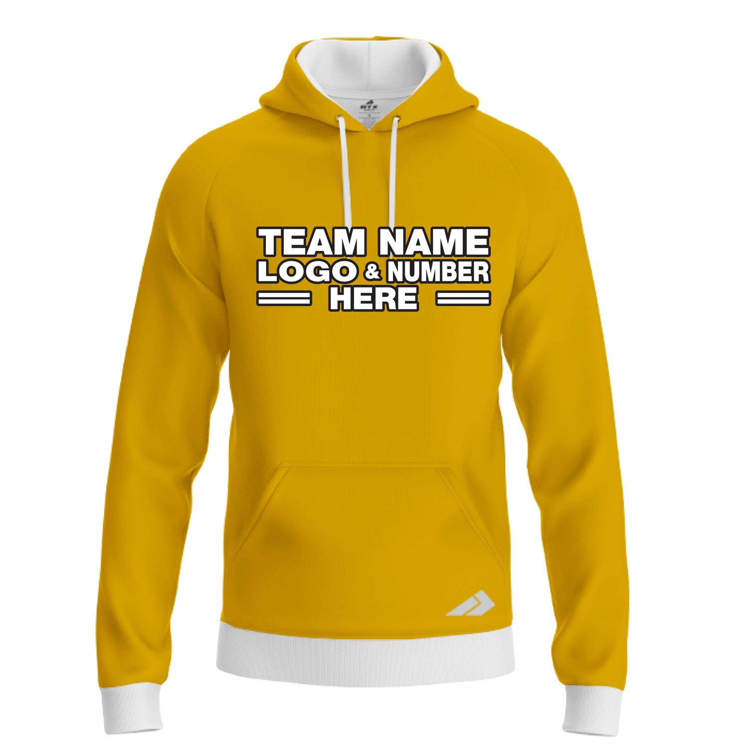 Custom Fully Sublimated Solid B9 Pattern Metallic Gold Performance Sports Pullover Hoodie 09777