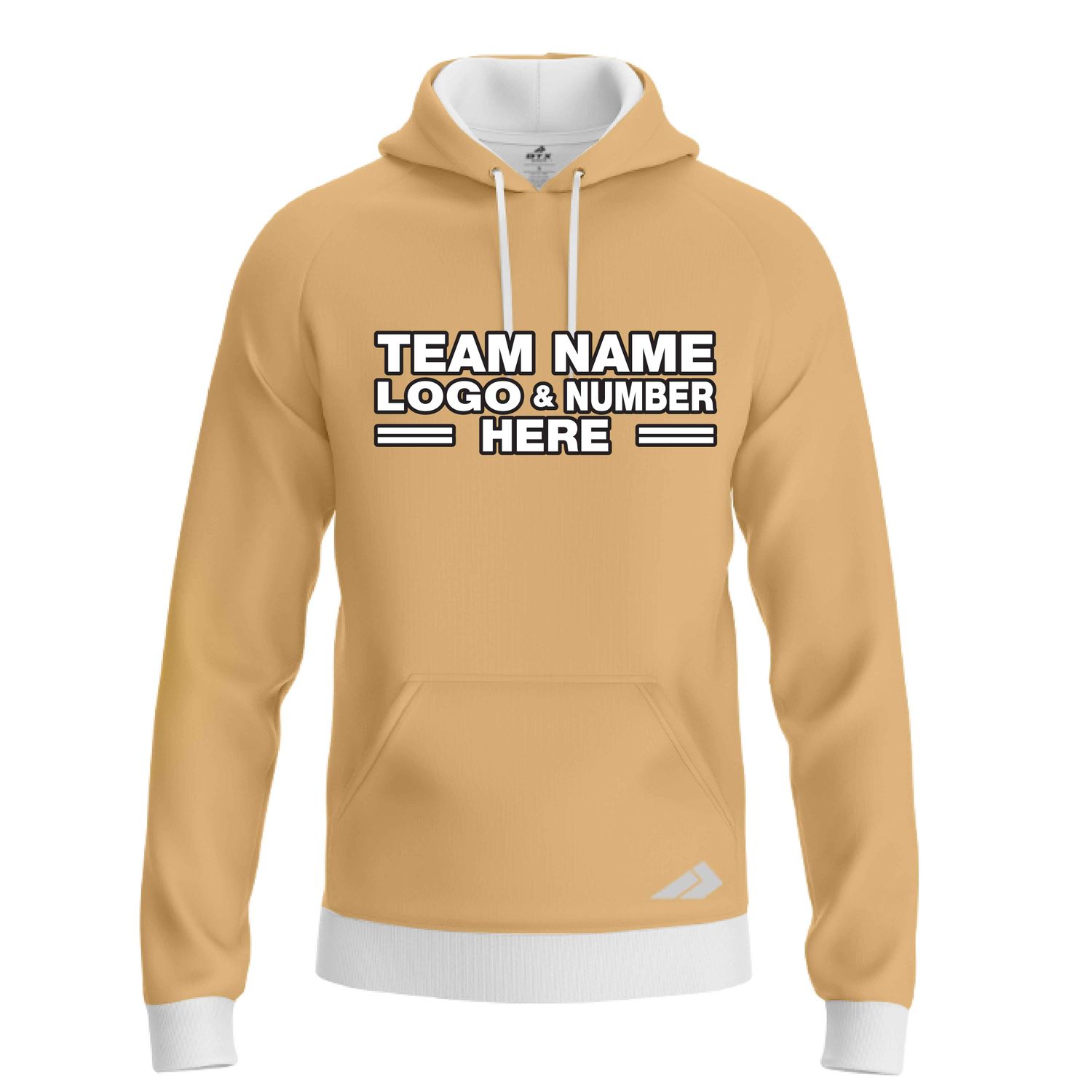 Custom Fully Sublimated Solid C5 Pattern Pale Gold Performance Sports Pullover Hoodie 09788