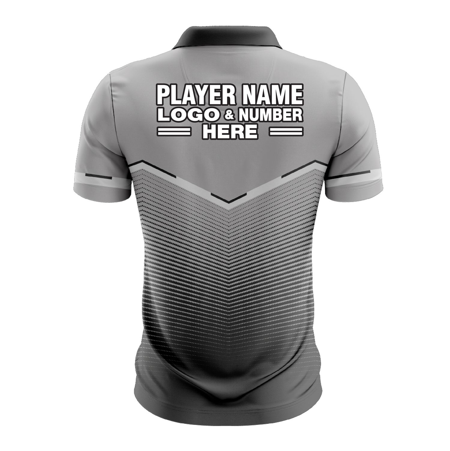 Custom Fully Sublimated Bold  Pattern Black Gray Performance Polo Shirt 9792