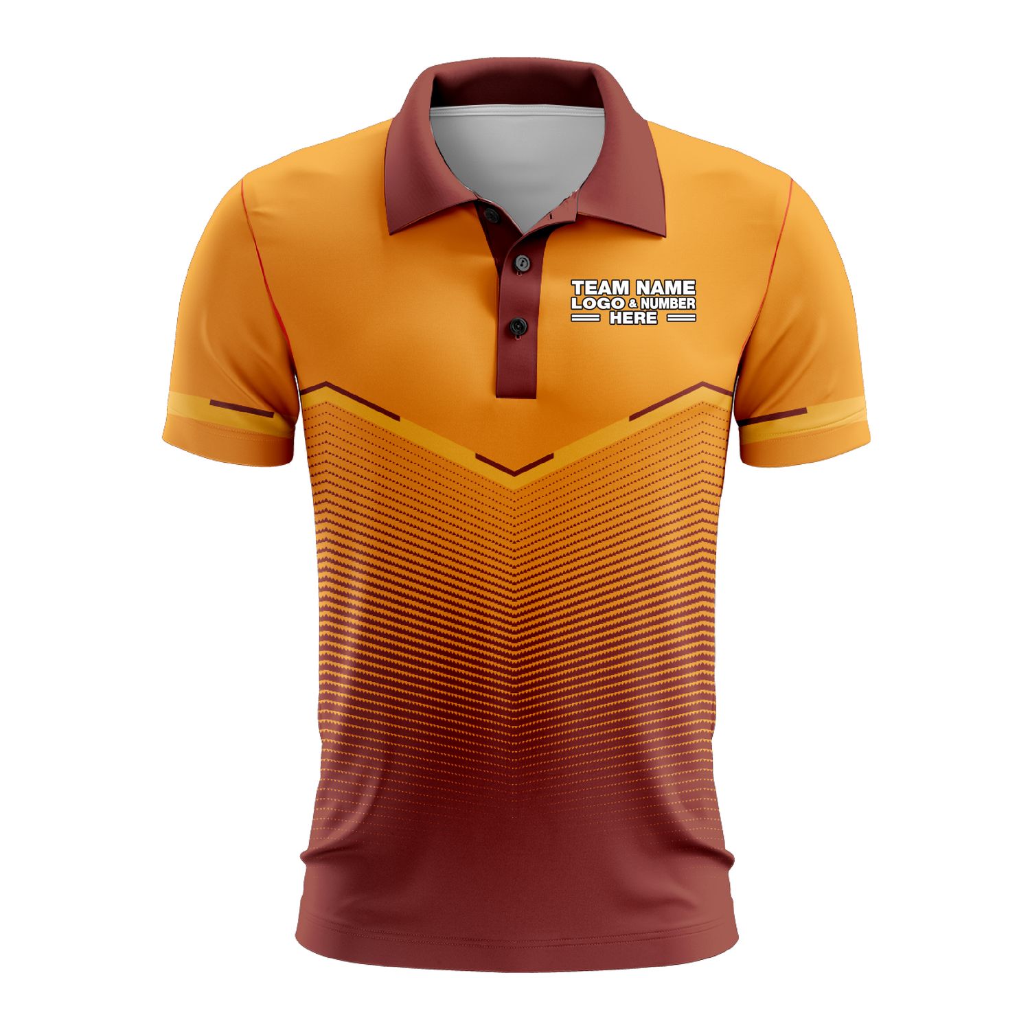 Custom Fully Sublimated Bold Pattern Orange Red Performance Polo Shirt 9799