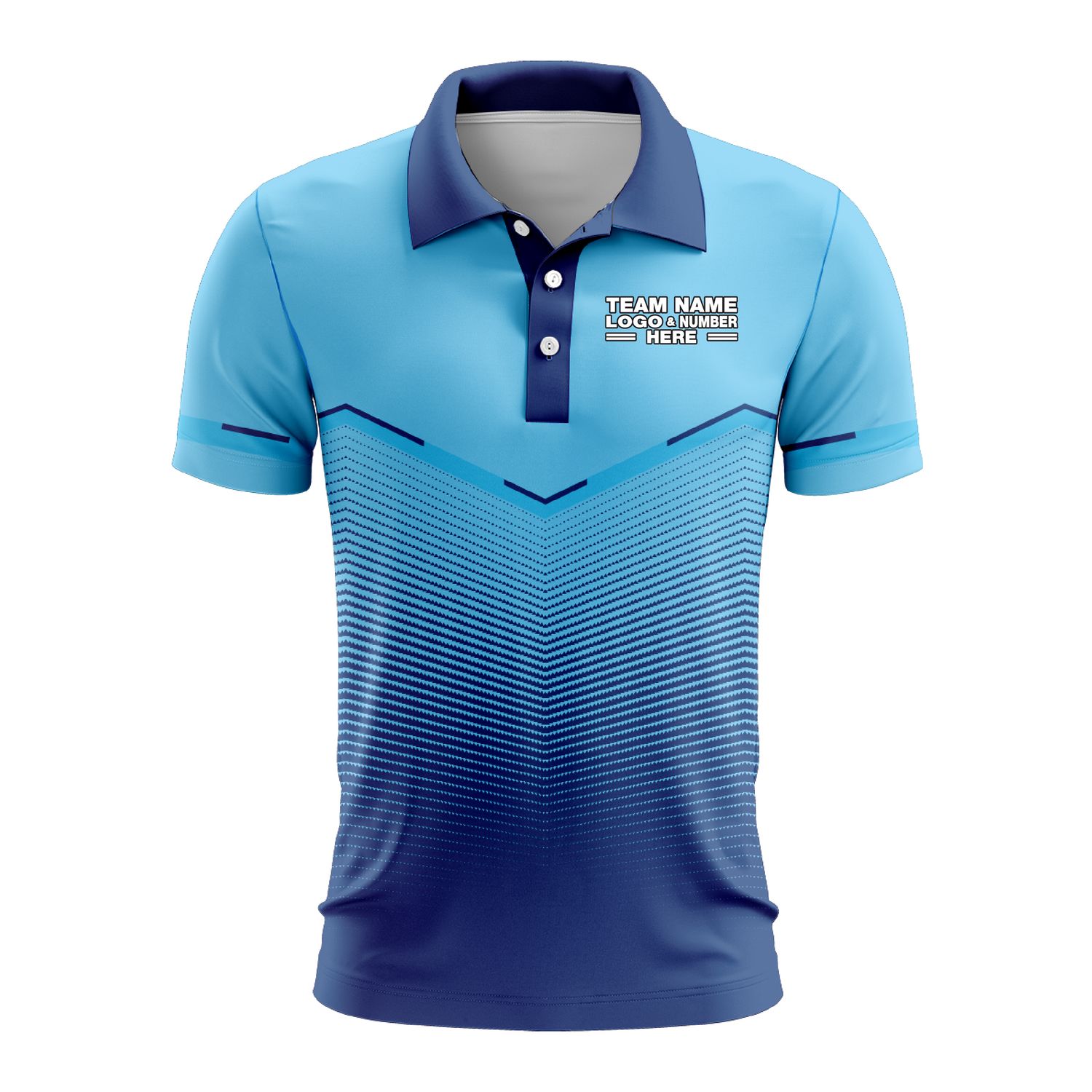 Custom Fully Sublimated Bold  Pattern Blue Performance Polo Shirt 9806
