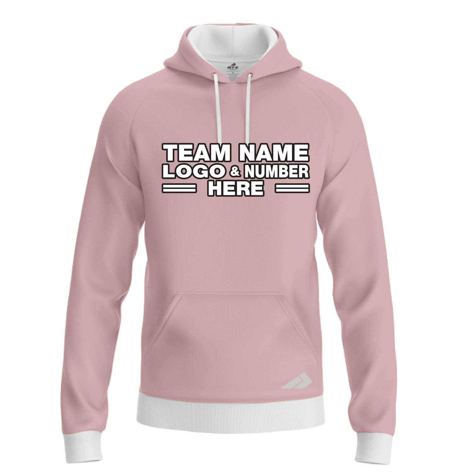 Custom Fully Sublimated Solid E12 Pattern Nude Pink Performance Sports Pullover Hoodie 09840