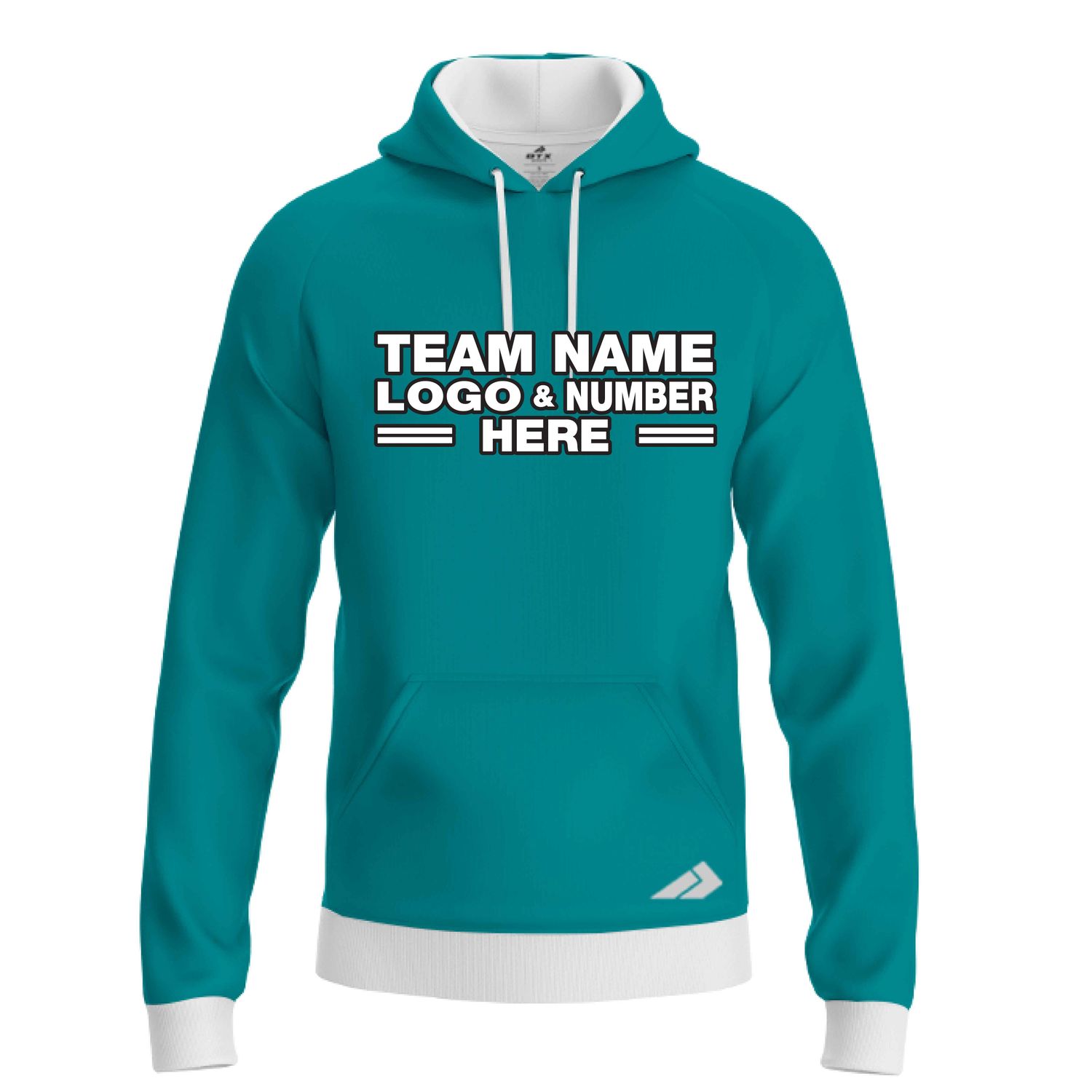 Custom Fully Sublimated Solid J15 Pattern Teal Performance Sports Pullover Hoodie 09856