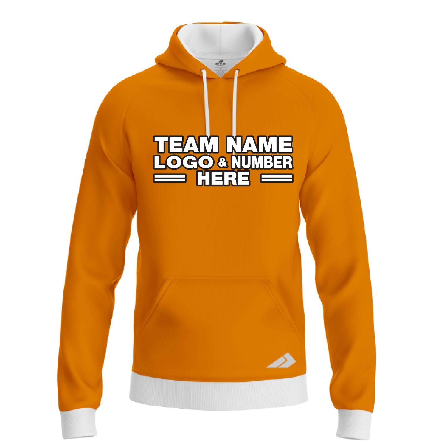 Custom Fully Sublimated Solid KK Pattern Cadmium Orange Performance Sports Pullover Hoodie 09867