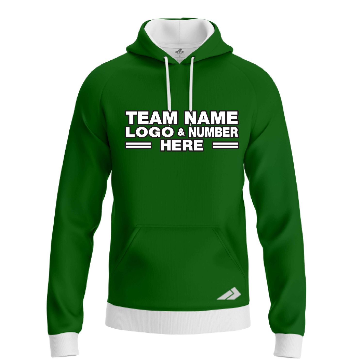 Custom Fully Sublimated Solid L4 Pattern Dark Green Performance Sports Pullover Hoodie 09875