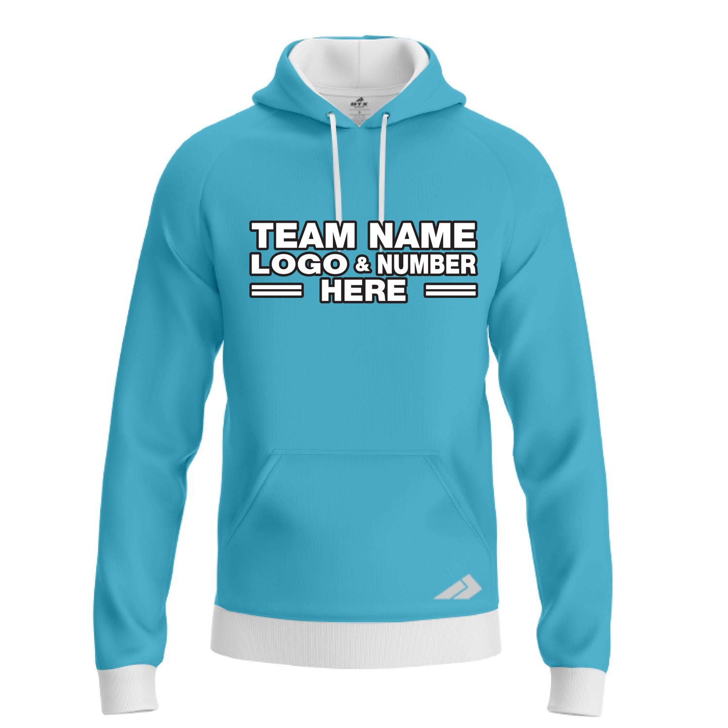 Custom Fully Sublimated Solid I34 Pattern Aqua Blue Performance Sports Pullover Hoodie 09879