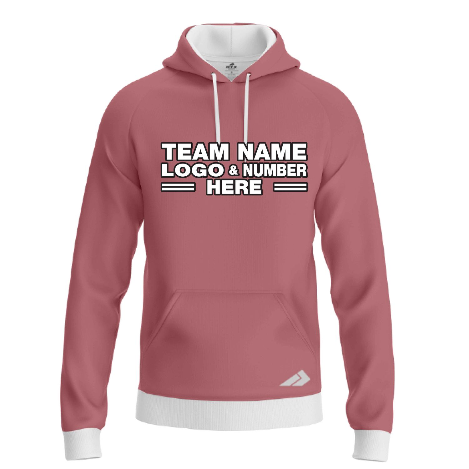 Custom Fully Sublimated Solid P29 Pattern Rose Gold Performance Sports Pullover Hoodie 09895