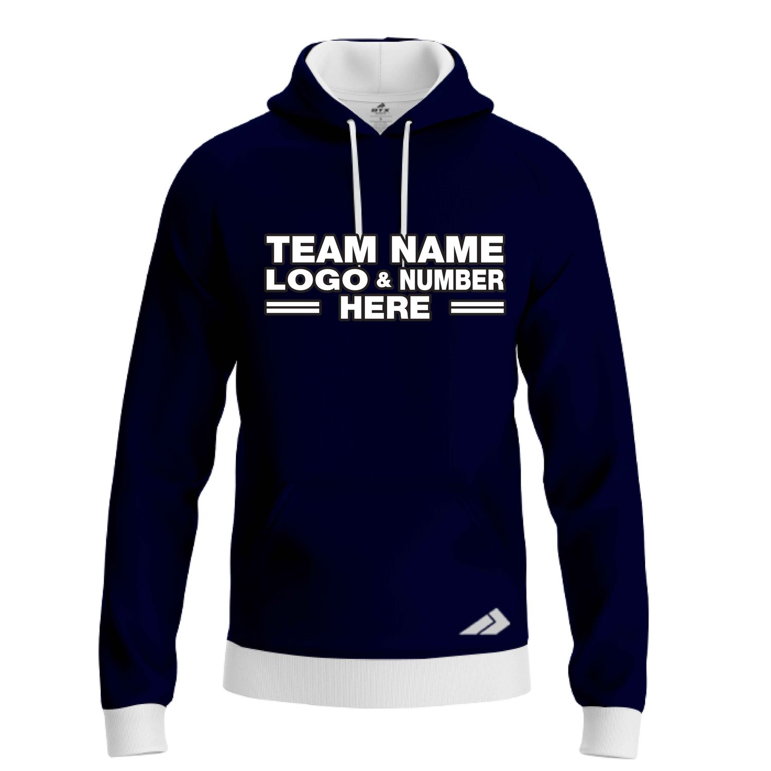 Custom Fully Sublimated Solid RR Pattern Navy Blue Performance Sports Pullover Hoodie 09908