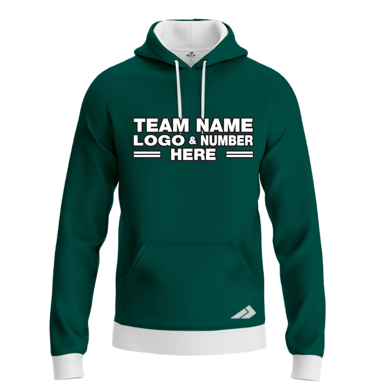 Custom Fully Sublimated Solid S20 Pattern Forest Green Performance Sports Pullover Hoodie 09917