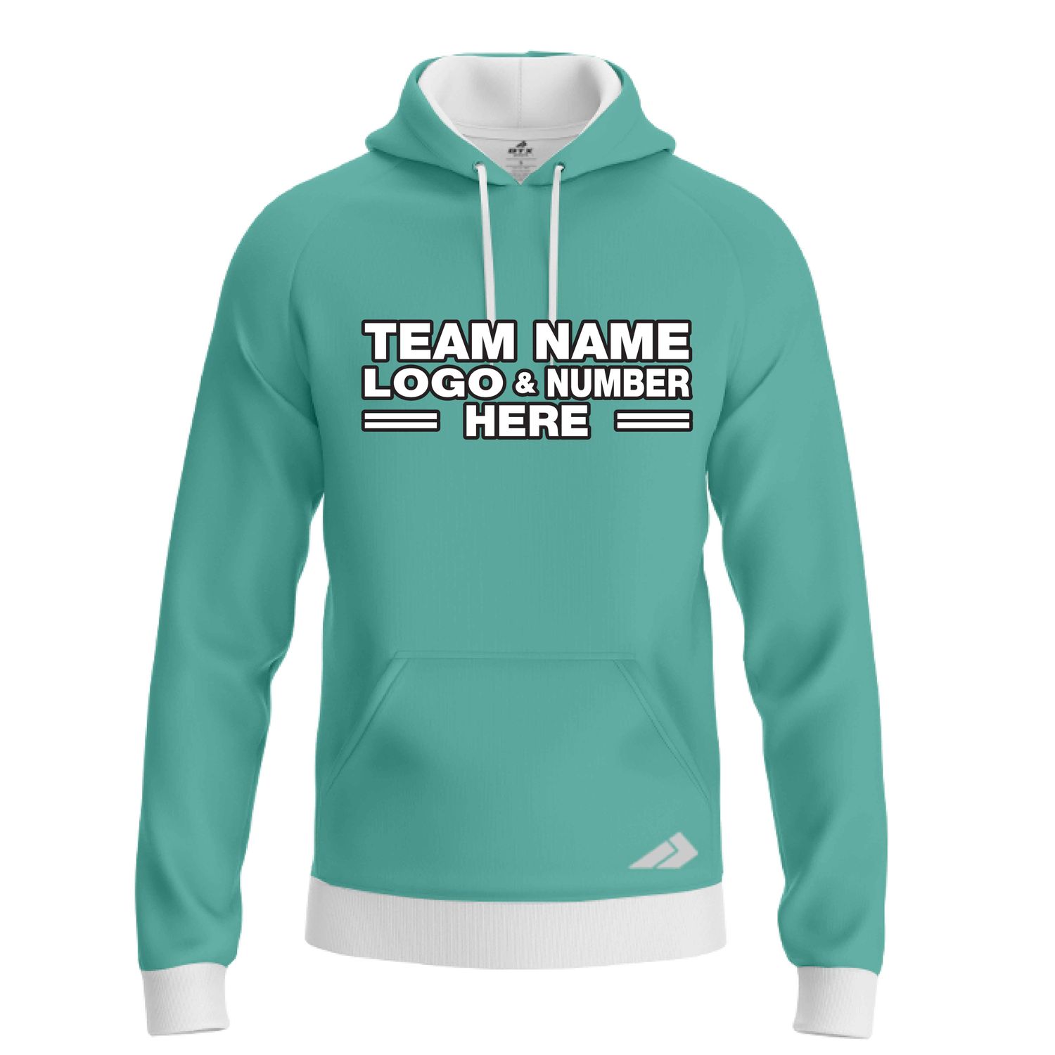 Custom Fully Sublimated Solid S36 Pattern Aqua Green Performance Sports Pullover Hoodie 09919