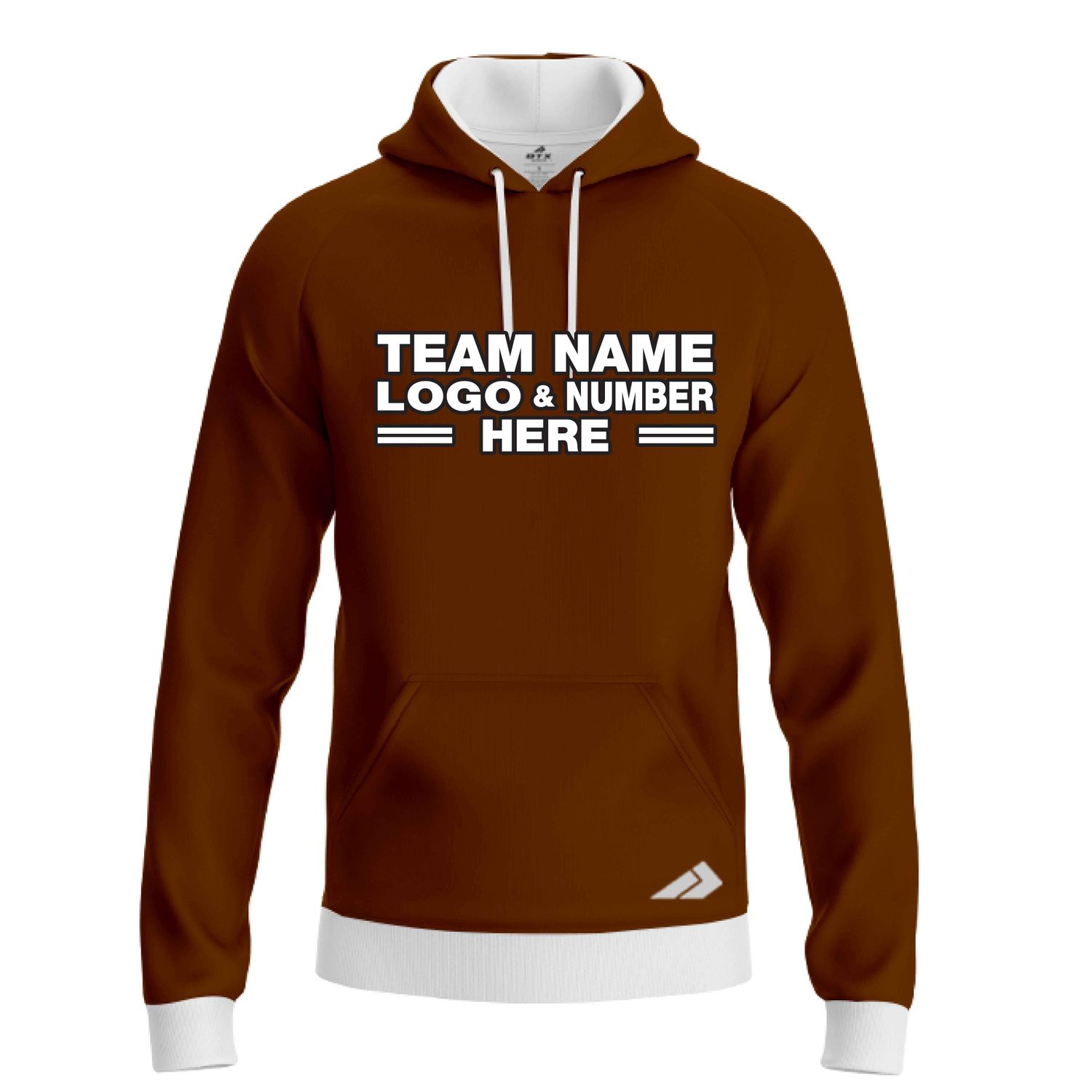 Custom Fully Sublimated Solid W38 Pattern Brown Dark Performance Sports Pullover Hoodie 09929