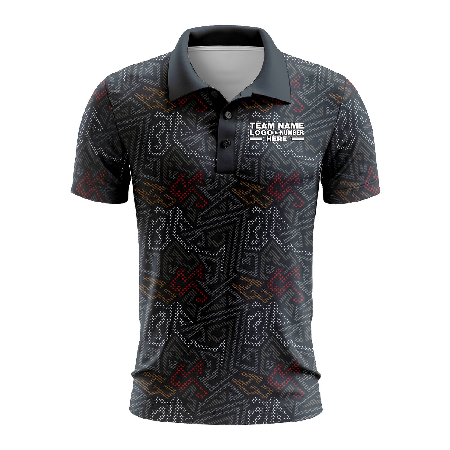 Custom Fully Sublimated Psychedelic Pattern Black Red Yellow Performance Polo Shirt 9940