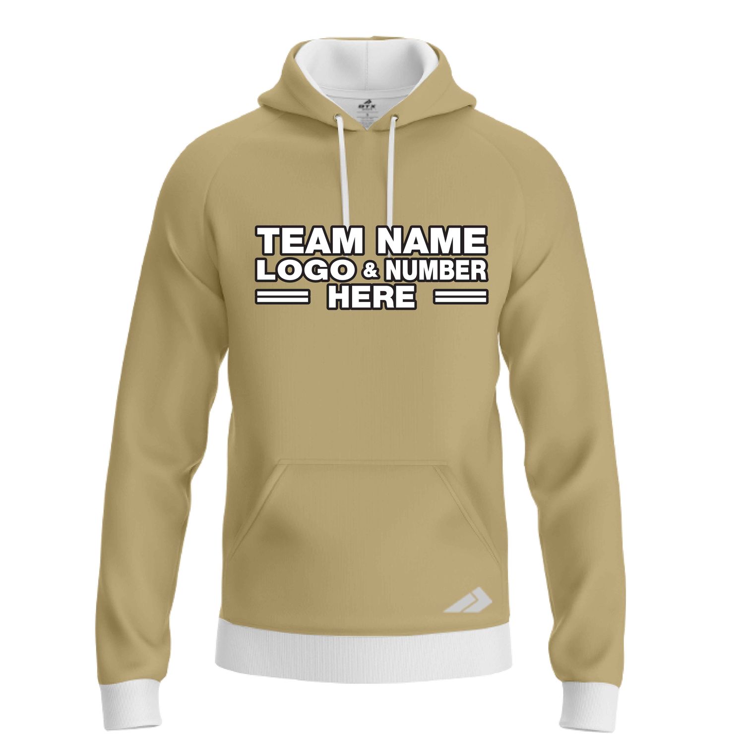 Custom Fully Sublimated Solid Z15 Pattern Dark Beige Performance Sports Pullover Hoodie 09953