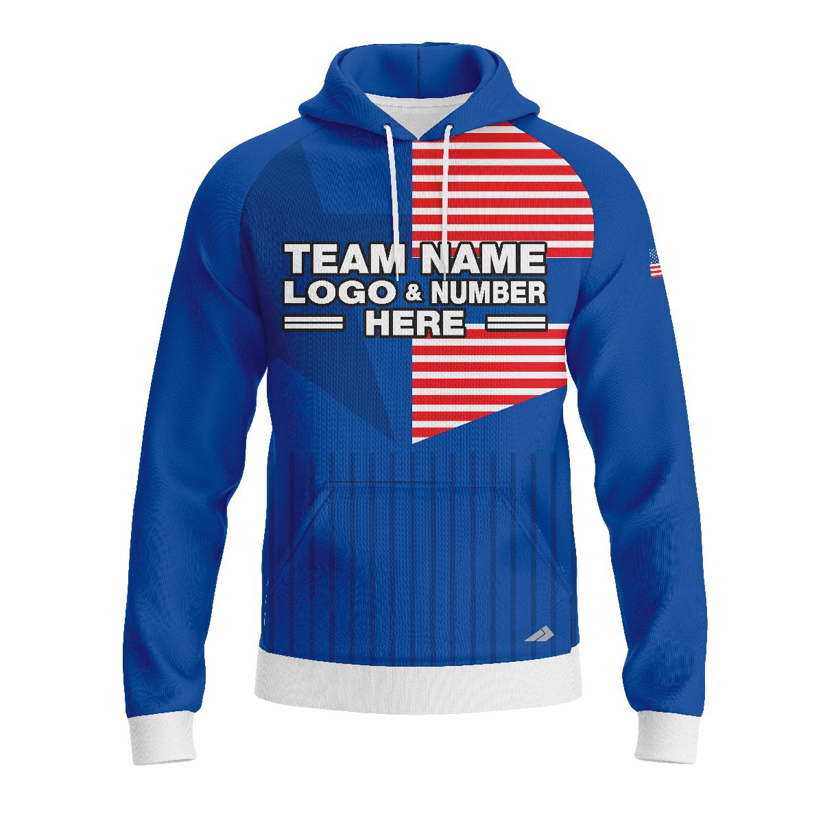 Custom Fully Sublimated USA FLAG Elegant Pattern Red Blue White Performance Sports Pullover Hoodie 09995