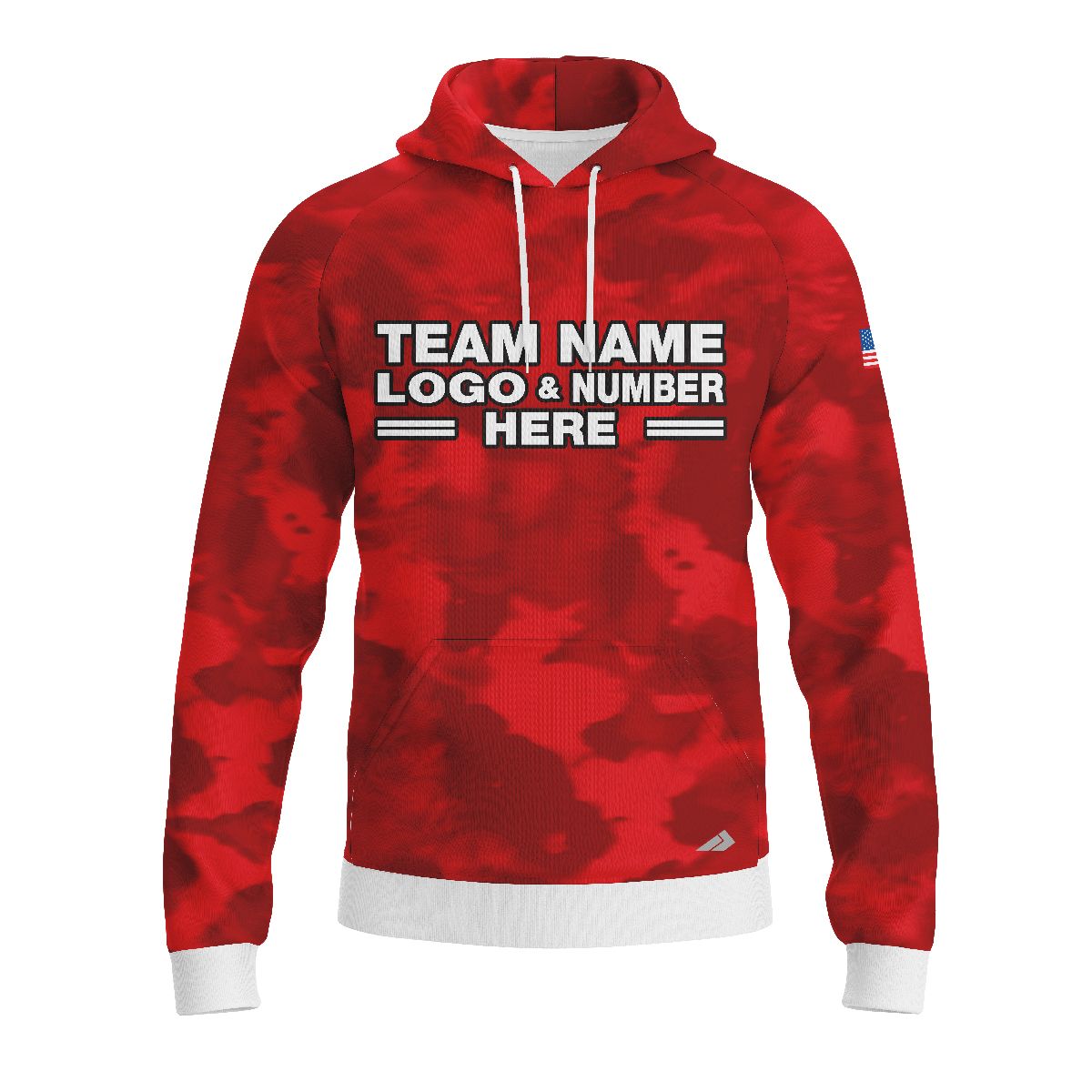 Custom Fully Sublimated USA FLAG Camo Two Pattern Red Performance Sports Pullover Hoodie 09999