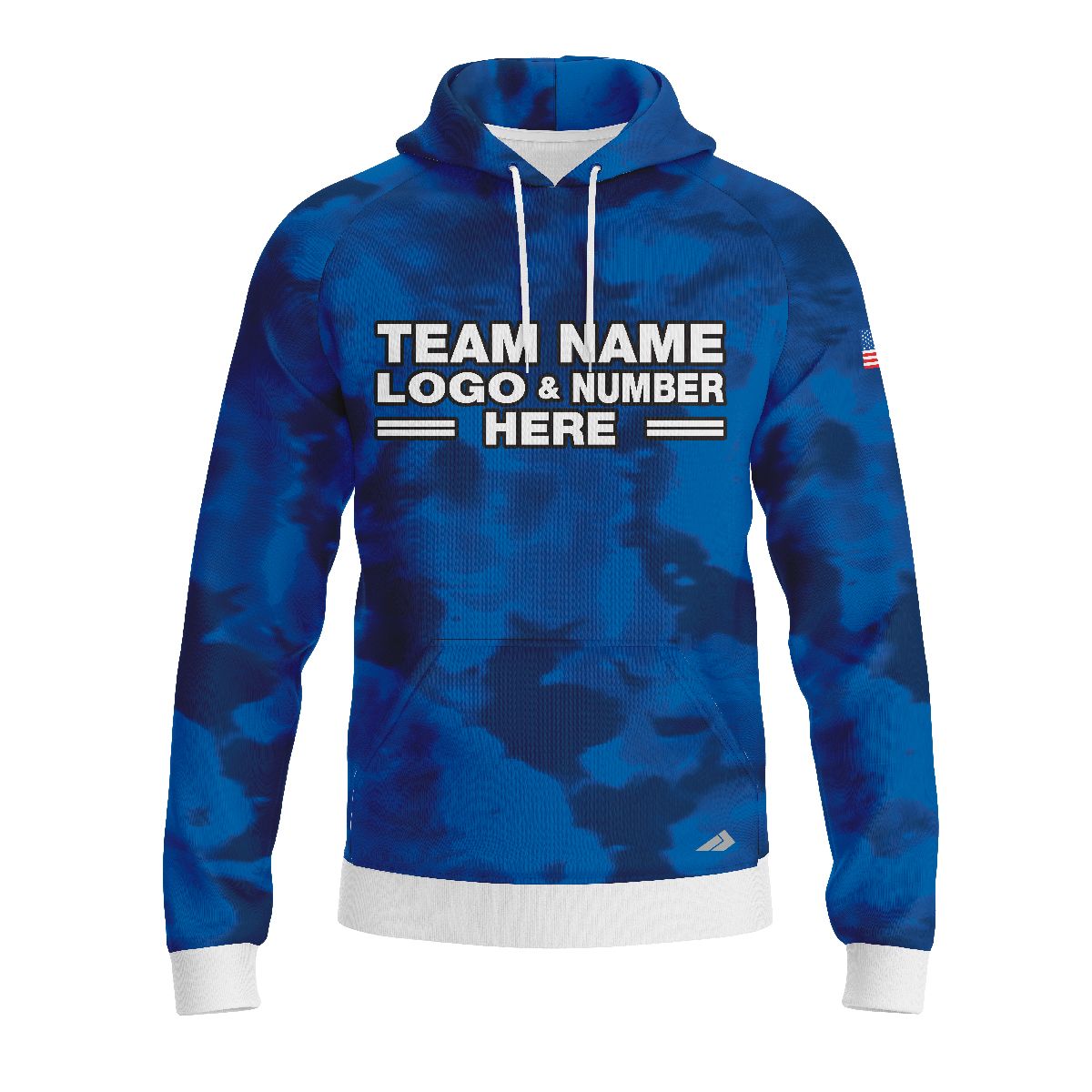 Custom Fully Sublimated USA FLAG Camo Three Pattern Blue Performance Sports Pullover Hoodie 10001