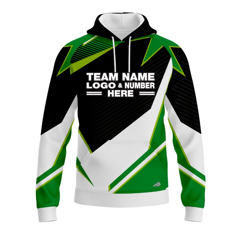 Custom Fully Sublimated Abstract Pattern Green Performance Sports Pullover Hoodie 10009