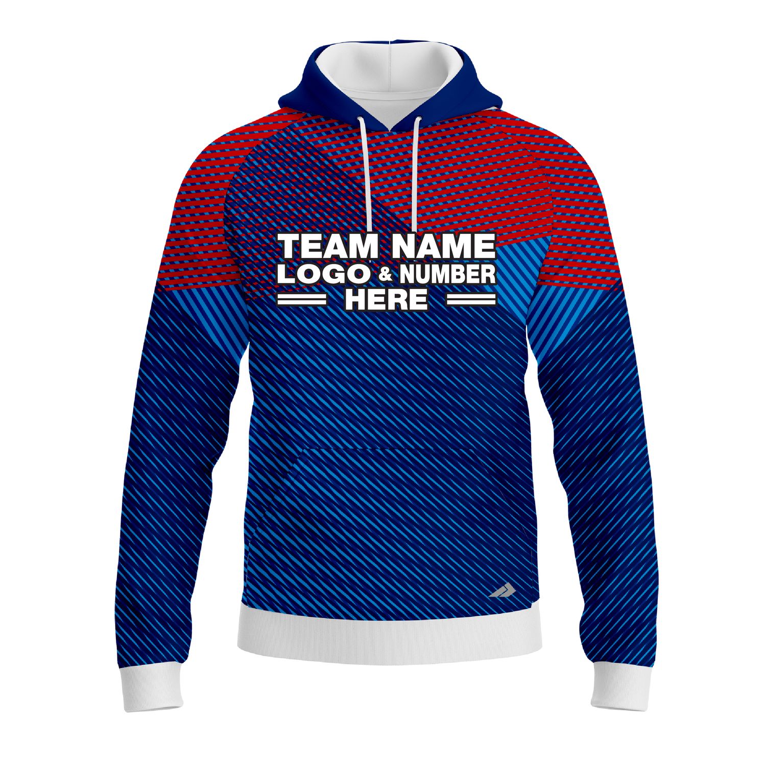 Custom Fully Sublimated Crossover Pattern Blue Red Performance Sports Pullover Hoodie 10023