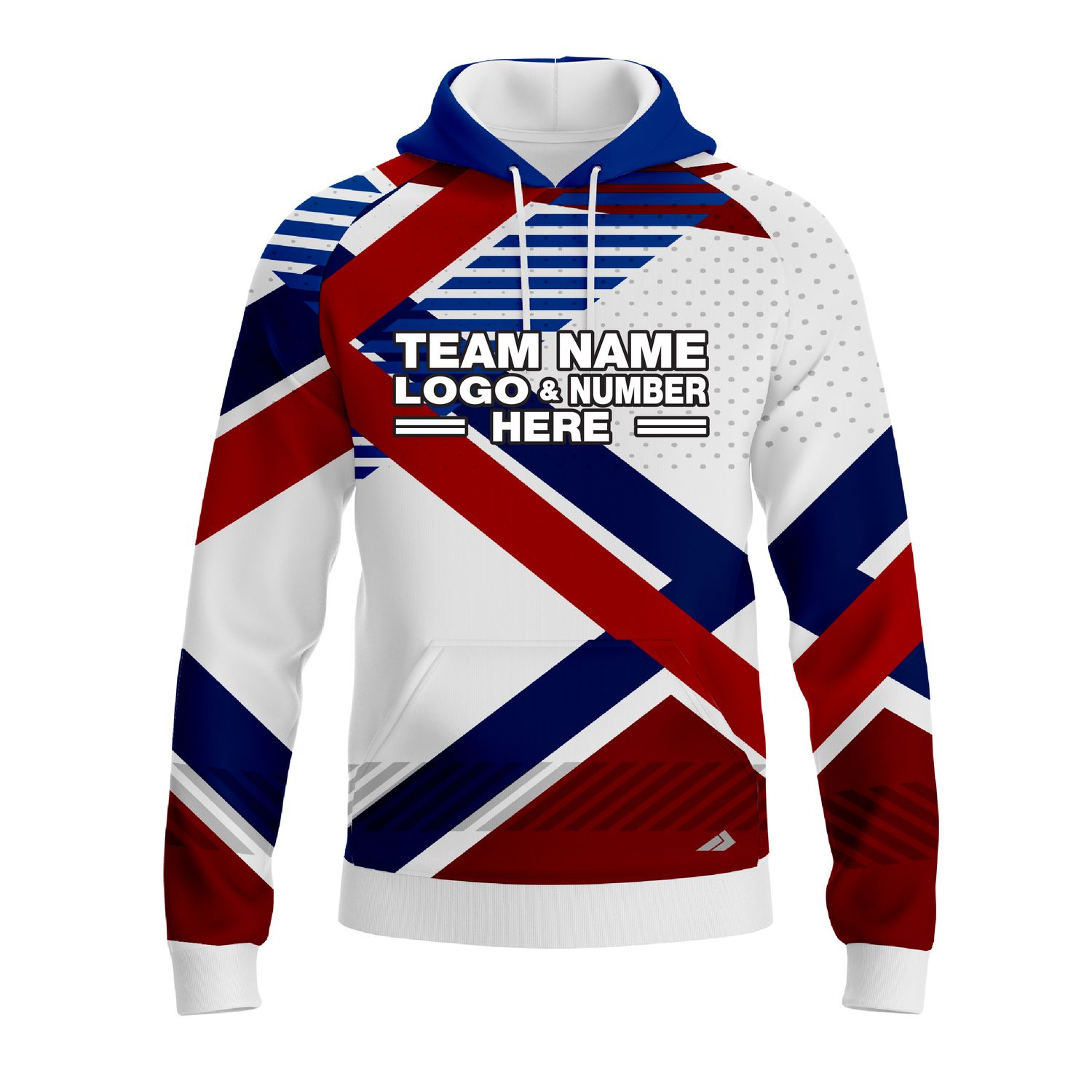 Custom Fully Sublimated Innovative Pattern White Red Blue Performance Sports Pullover Hoodie 10027