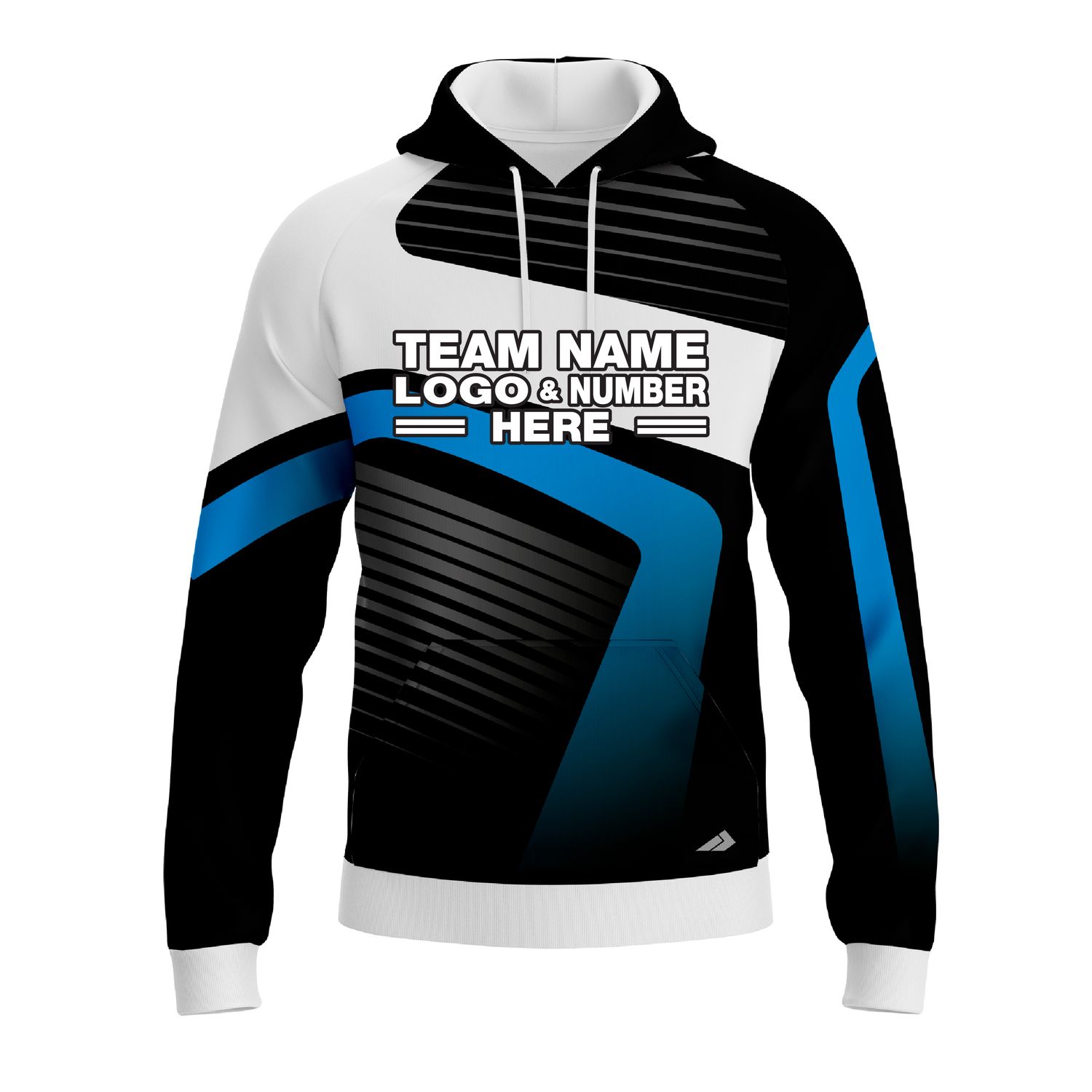 Custom Fully Sublimated ATV Modern Pattern Black White Blue Performance Sports Pullover Hoodie 10029