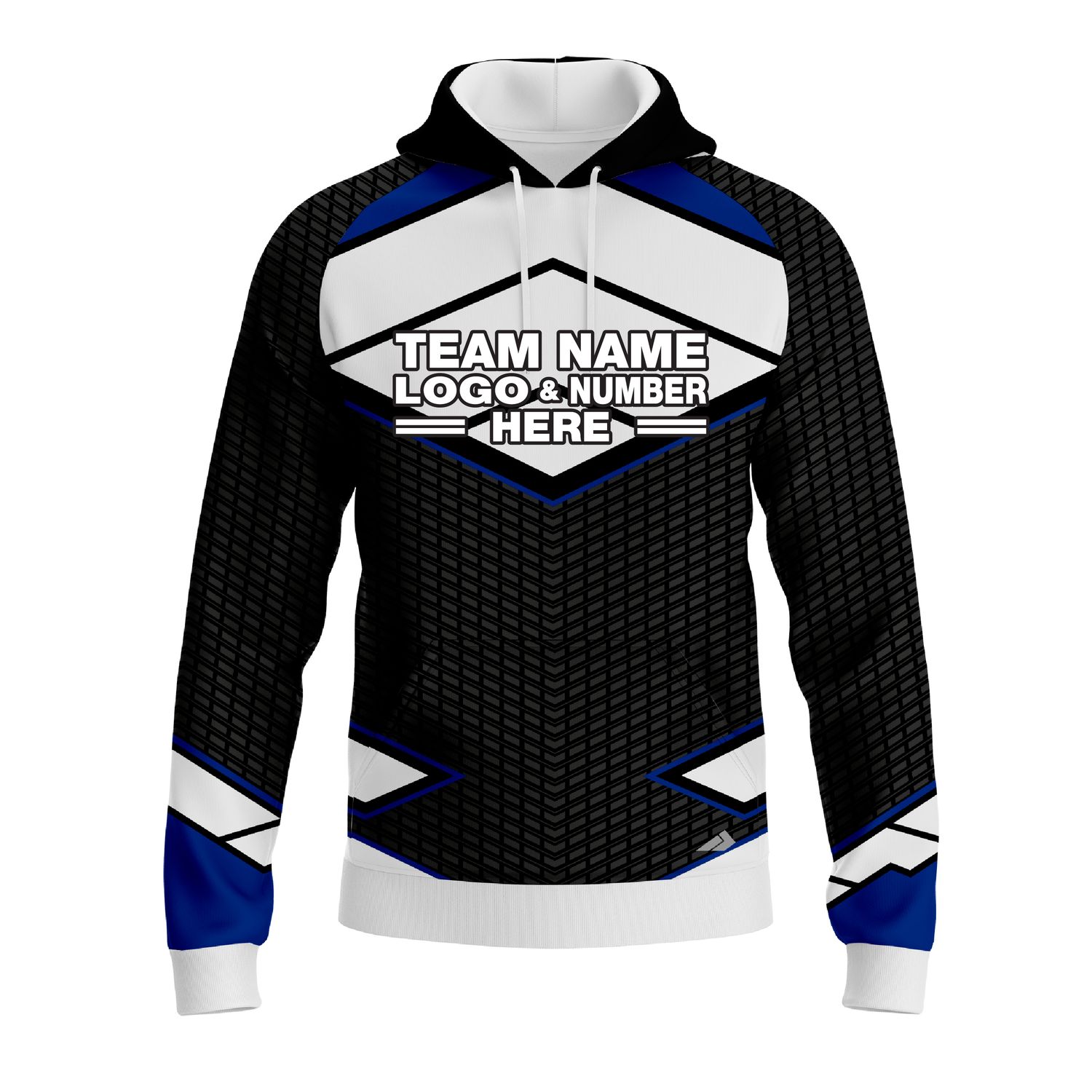 Custom Fully Sublimated BMX Modern Pattern Black White Blue Performance Sports Pullover Hoodie 10031