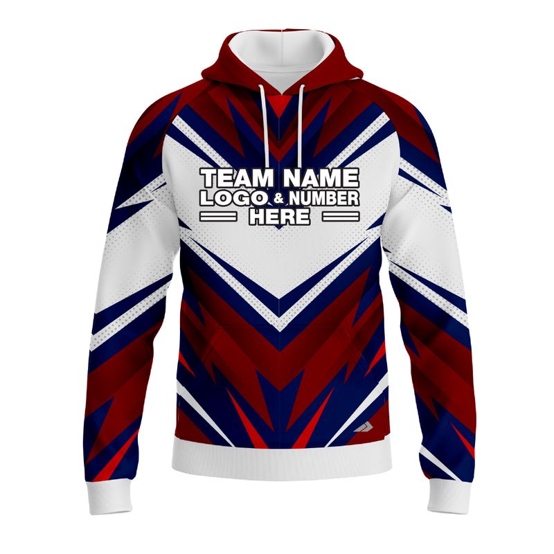 Custom Fully Sublimated BMX Extreme Pattern Black White Blue Red Performance Sports Pullover Hoodie 10033