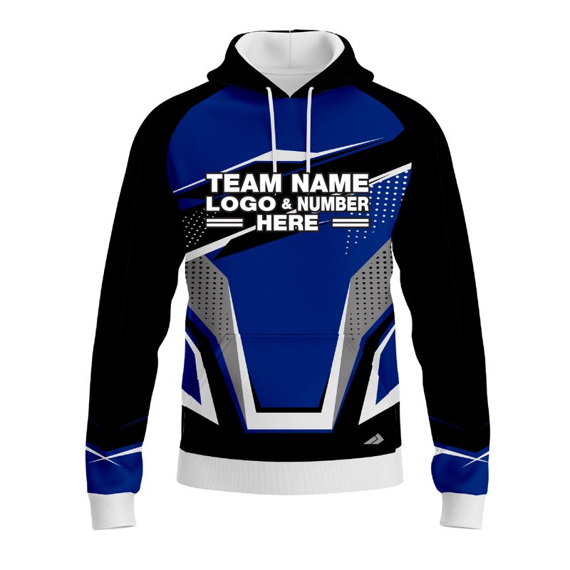 Custom Fully Sublimated BMX Freestyle Pattern Blue Black White Performance Sports Pullover Hoodie 10043