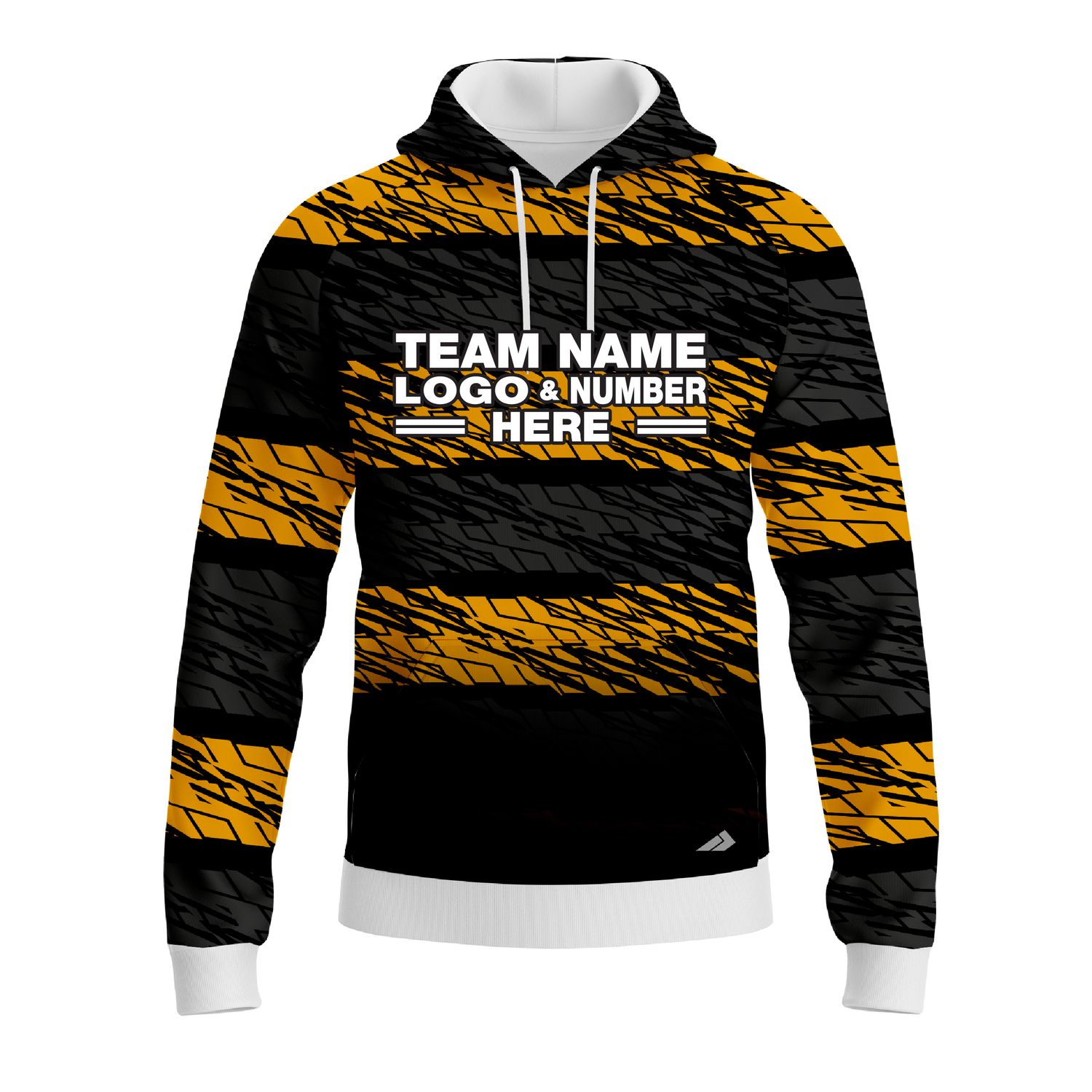 Custom Fully Sublimated BMX Abstract Pattern Black Yellow Performance Sports Pullover Hoodie 10045