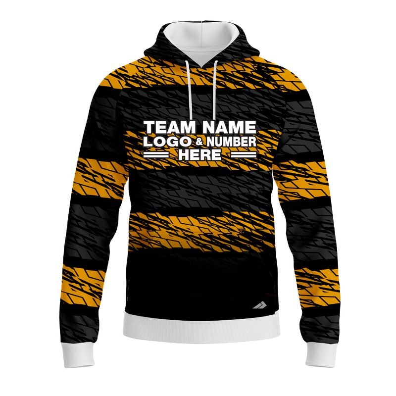 Custom Fully Sublimated BMX Abstract Pattern Black Yellow Performance Sports Pullover Hoodie 10045