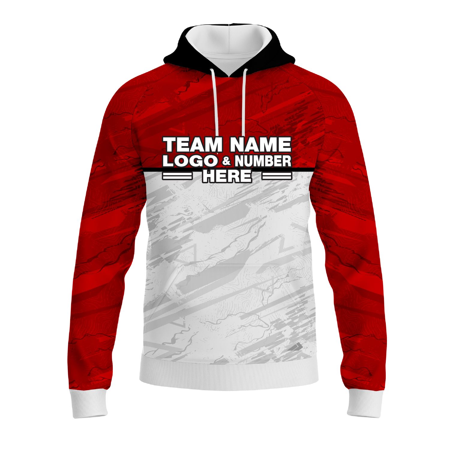 Custom Fully Sublimated PowerPace Pattern Red White Performance Sports Pullover Hoodie 10049