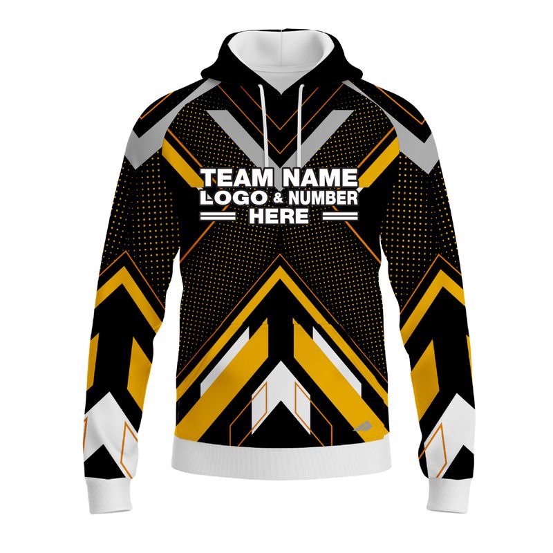 Custom Fully Sublimated ATV QuadQuest Pattern Black Yellow Performance Sports Pullover Hoodie 10053