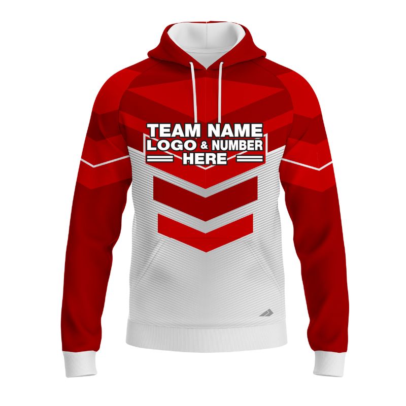 Custom Fully Sublimated BMX Ramp Pattern Red White Performance Sports Pullover Hoodie 10055