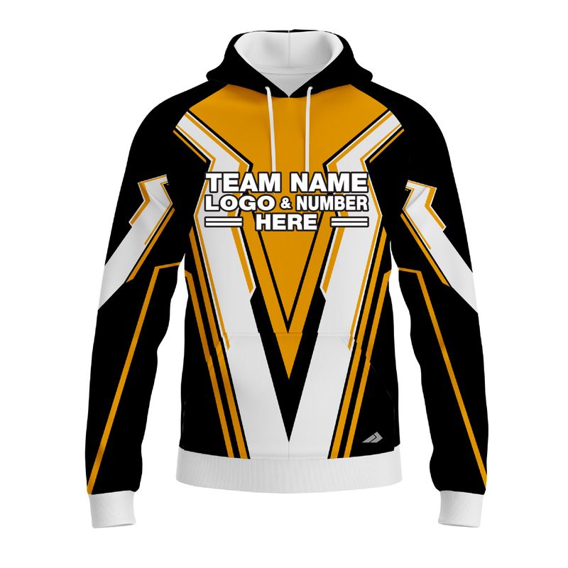 Custom Fully Sublimated BMX Extreme Pattern Black White Yellow Performance Sports Pullover Hoodie 10061