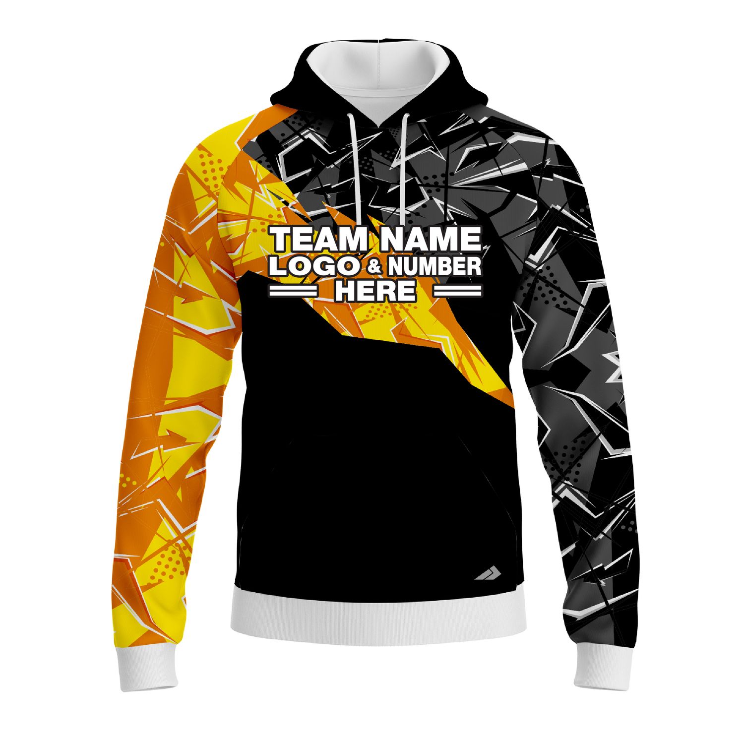 Custom Fully Sublimated Digital Concrete Pattern Black Yellow Performance Sports Pullover Hoodie 10065