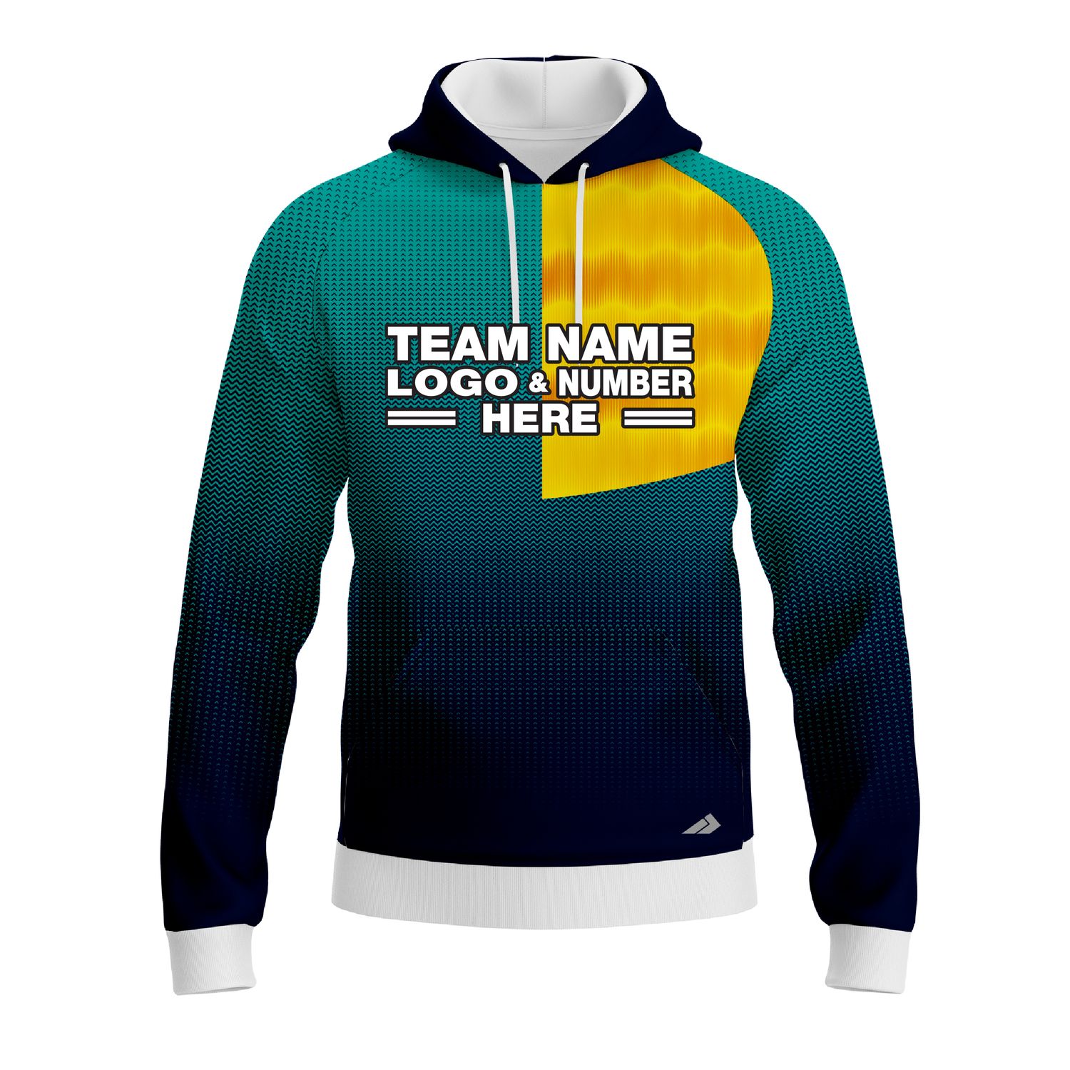 Custom Fully Sublimated DuoStyle Pattern Teal Yellow Performance Sports Pullover Hoodie 10069