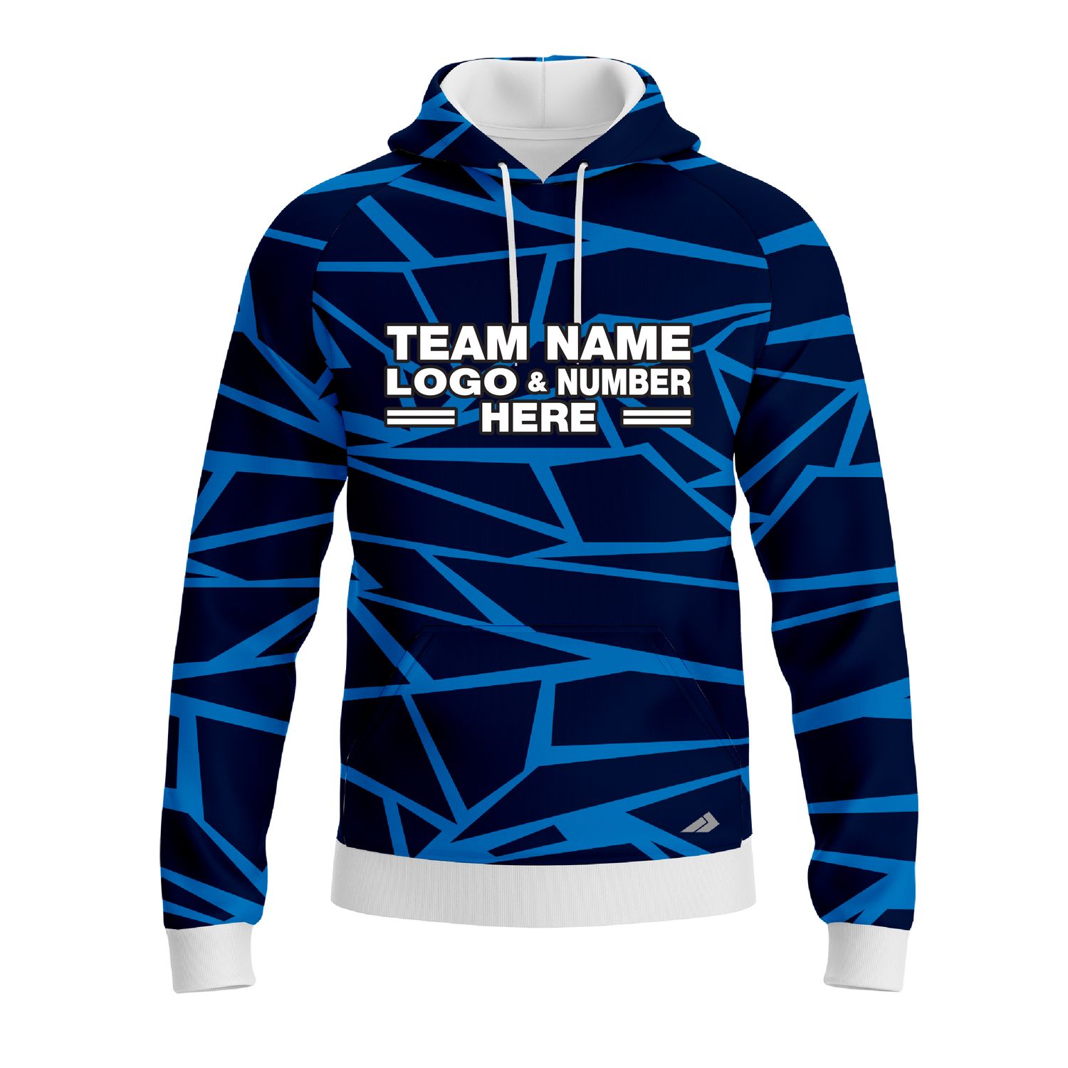 Custom Fully Sublimated Glaciar Break Pattern Blue Performance Sports Pullover Hoodie 10083