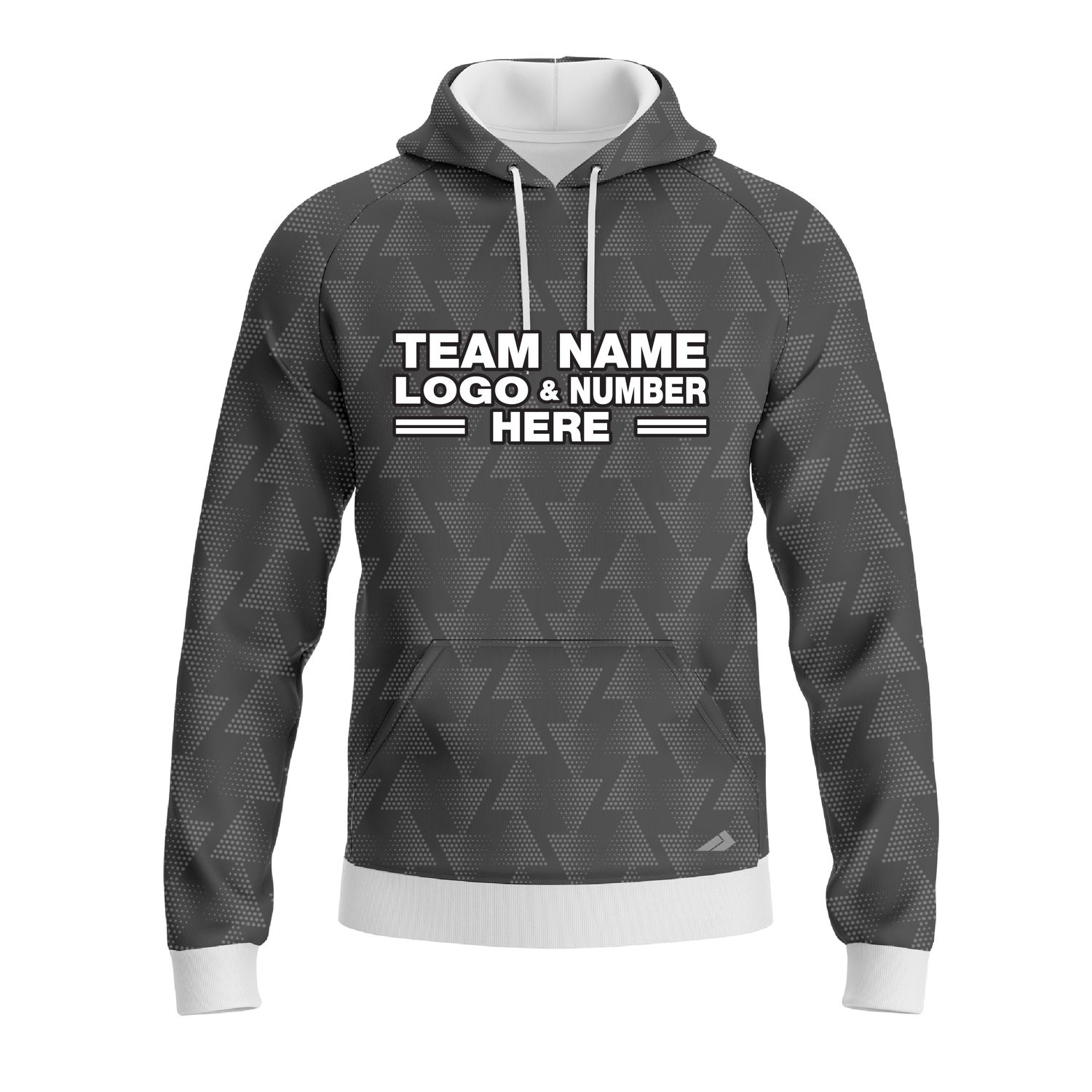 Custom Fully Sublimated Faded Geometric Triangles Pattern Gray Performance Sports Pullover Hoodie 10081