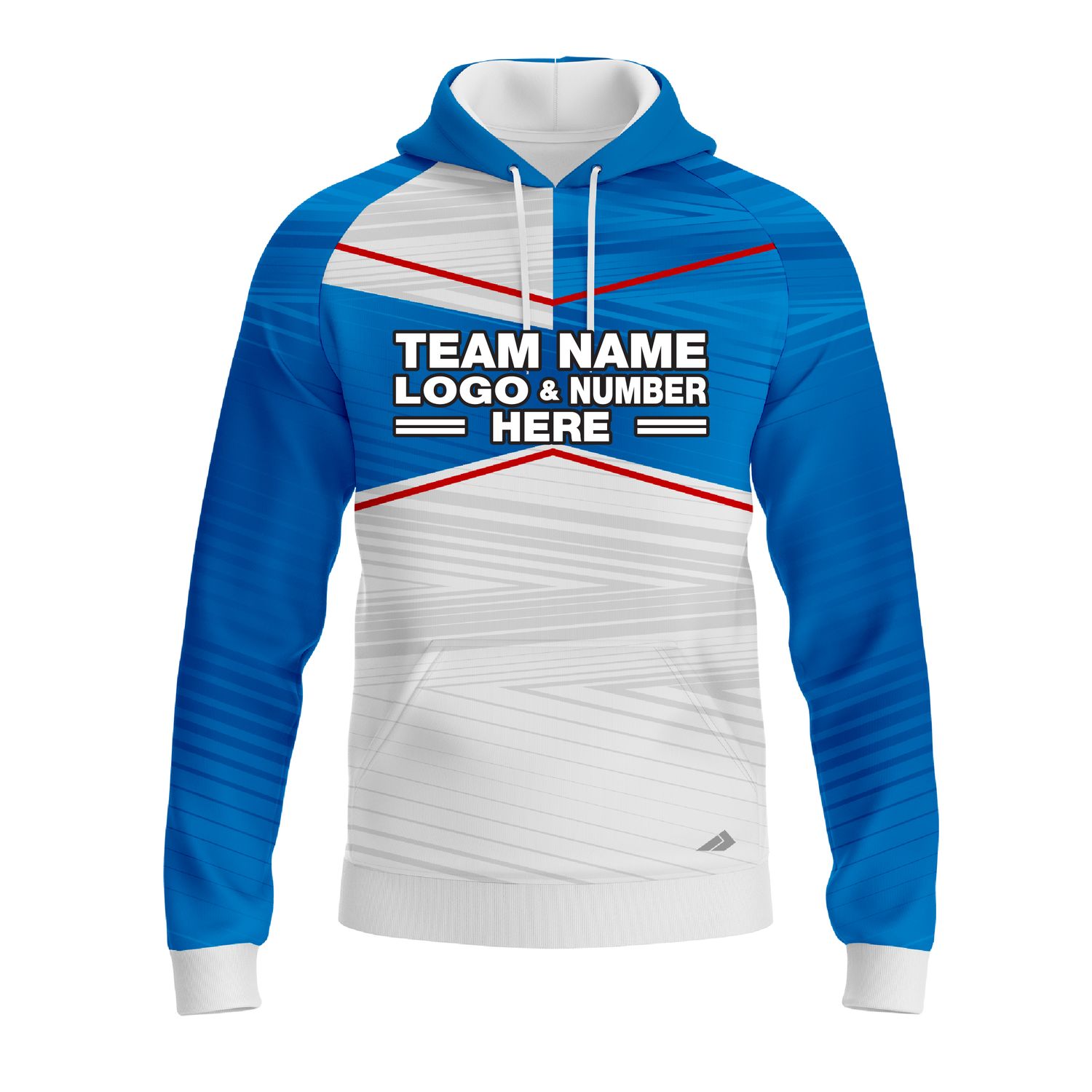 Custom Fully Sublimated Red Line Pattern SkyBlue White Performance Sports Pullover Hoodie 10099