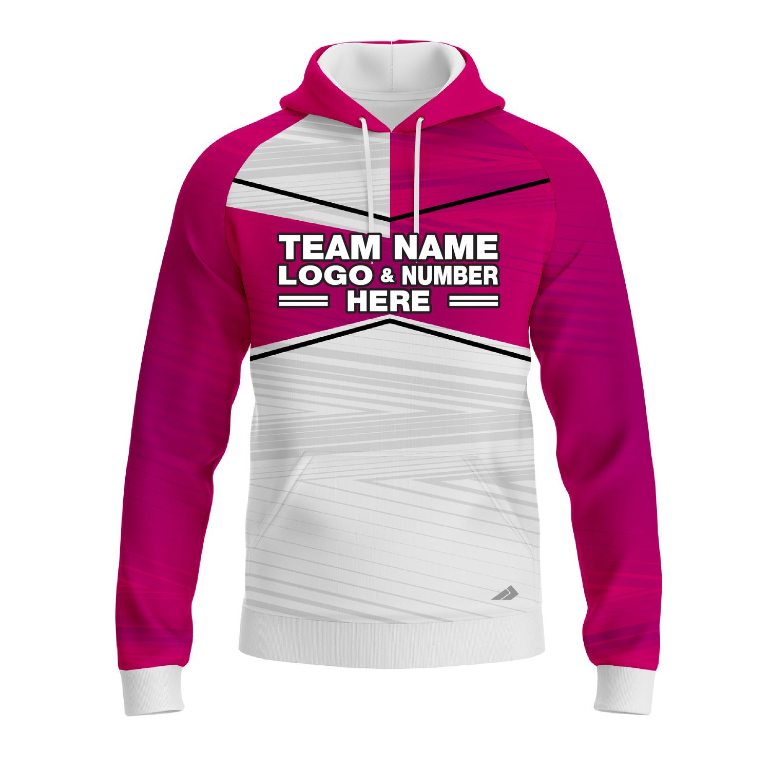 Custom Fully Sublimated Black Line Pattern Pink White Performance Sports Pullover Hoodie 10126